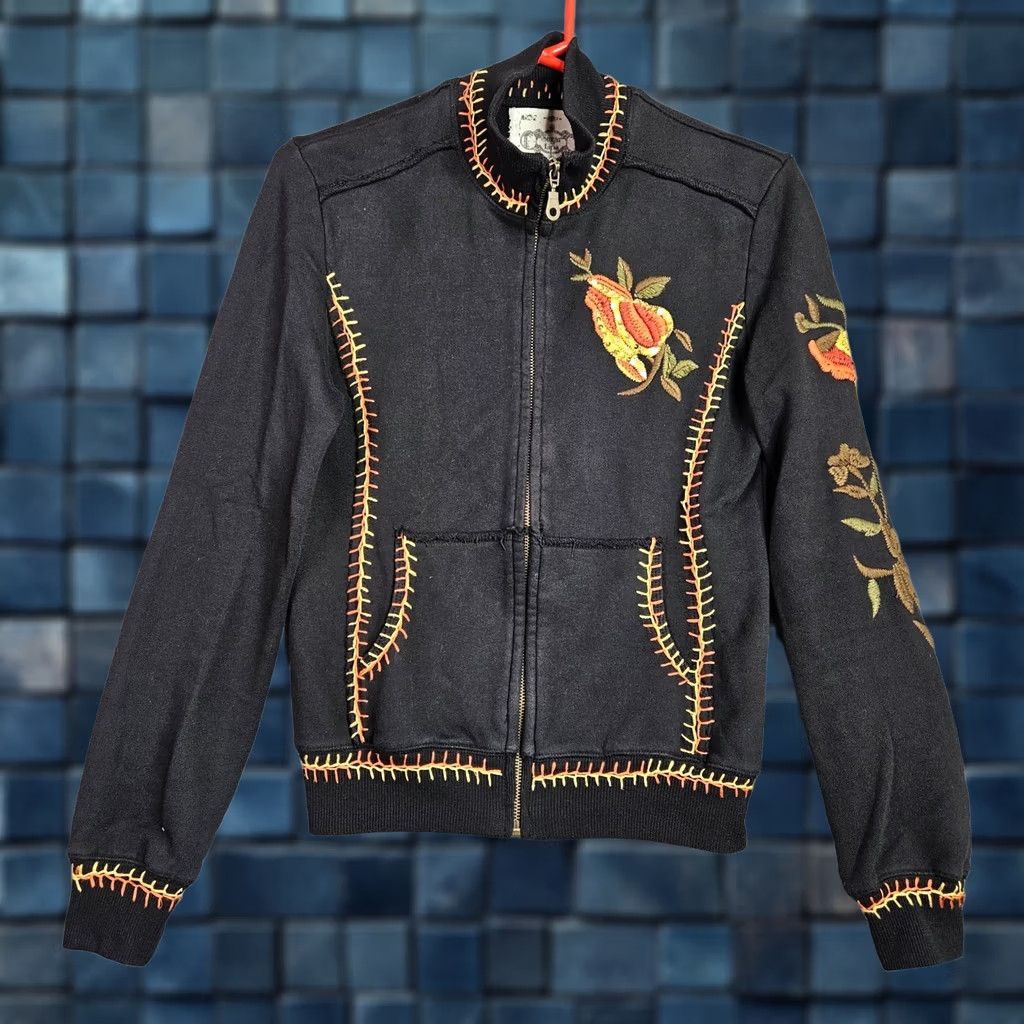 Sugar Sugarlips Sweatshirt Women’s Black Embroidered Full Zip Cardigan Long Sleeve S Size S / US 4 / IT 40 - 1 Thumbnail