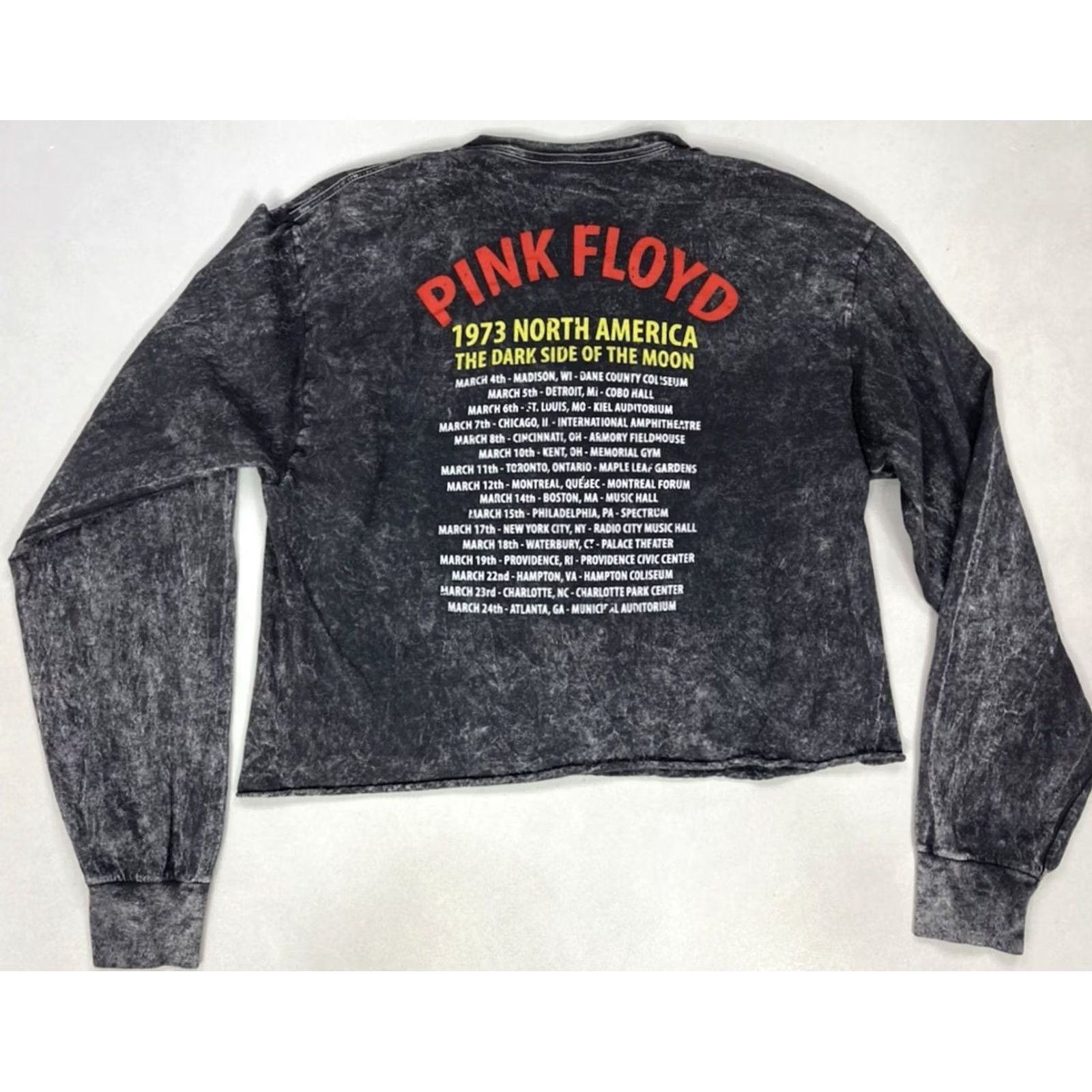 Vintage Pink Floyd 1973 Tour Crop Graphic T-shirt Women M Black Long Sleeve Music Shirt Size M / US 6-8 / IT 42-44 - 3 Thumbnail