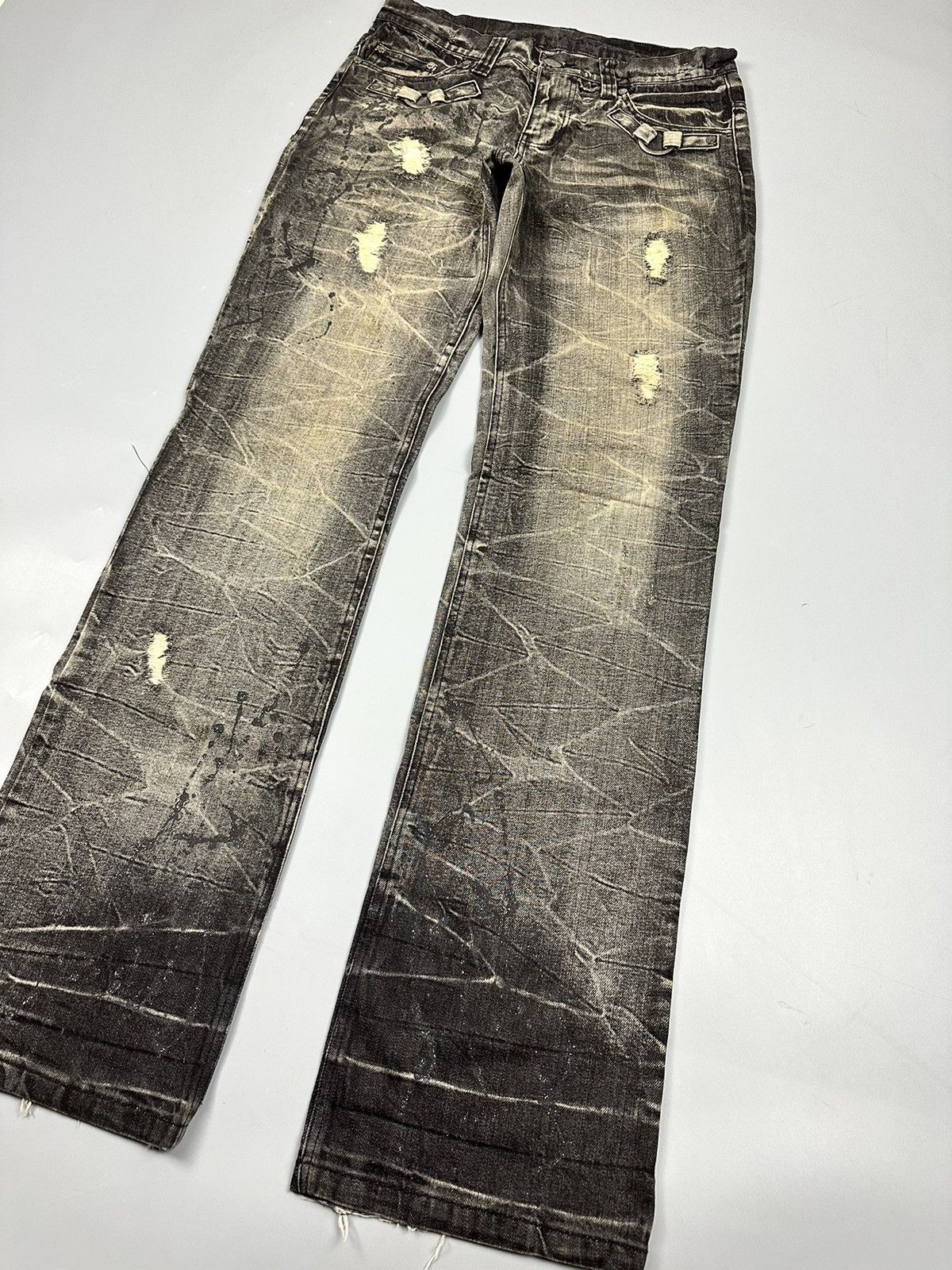 If Six Was Nine Distressed Vintage Whiskered Flared Denim Size US 32 / EU 48 - 3 Thumbnail