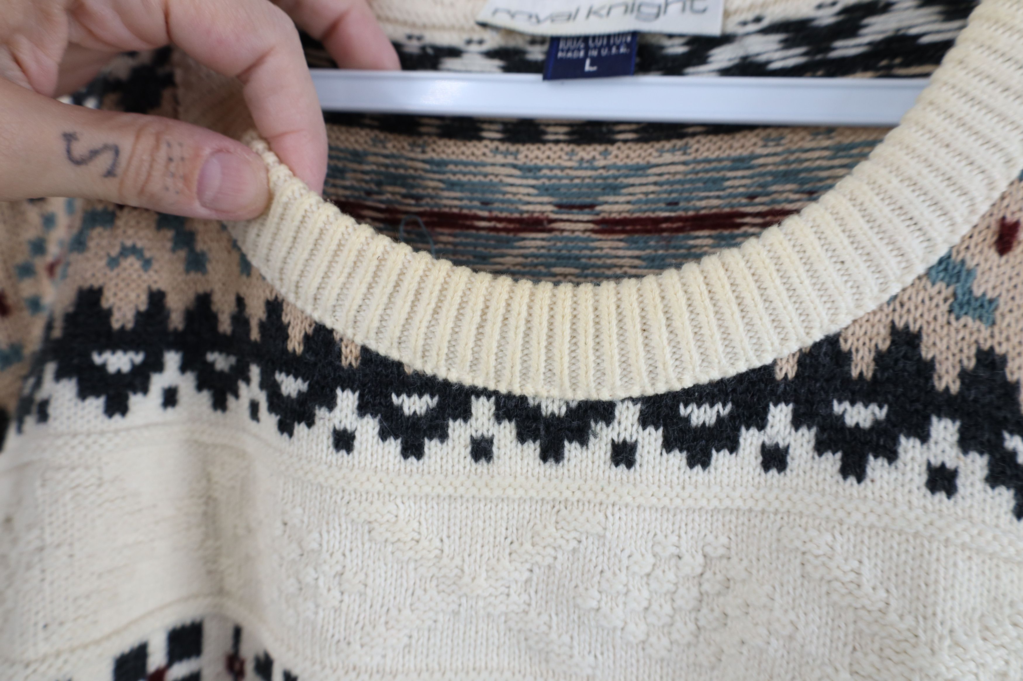 Vintage Vintage 90s Streetwear Cotton Fair Isle Knit Sweater USA Size US L / EU 52-54 / 3 - 8 Thumbnail