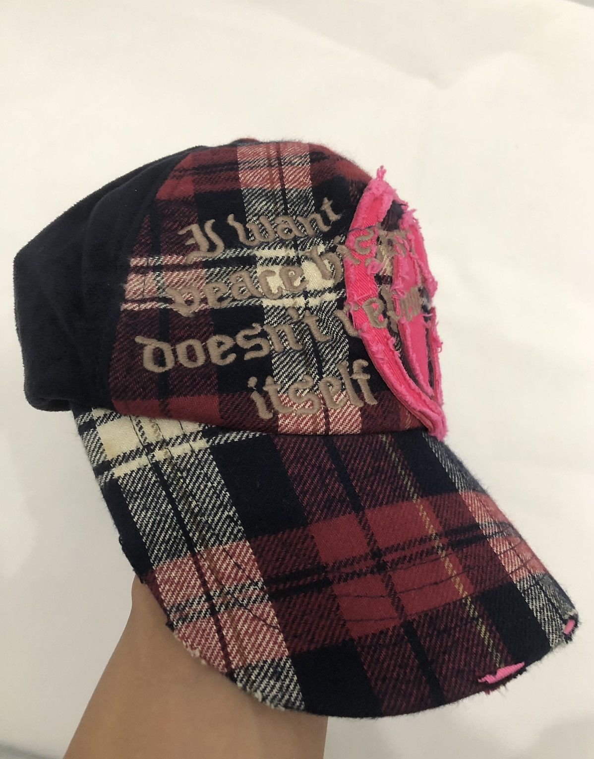 Beauty Beast × Hysteric Glamour × Japanese Brand Distressed Studded Poem Japanese Cap Rock Punk Style Size ONE SIZE - 2 Thumbnail