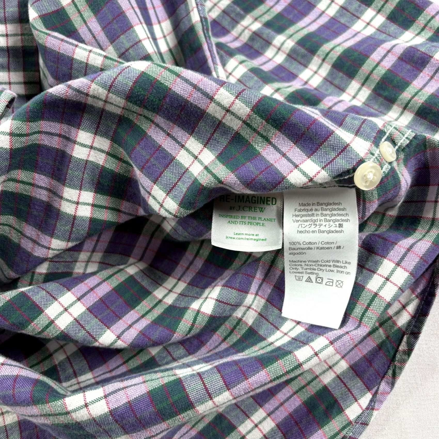 J.Crew J.CREW Shirt Mens L Purple Plaid Oxford Button-Up Slim Fit Preppy Size US L / EU 52-54 / 3 - 7 Thumbnail