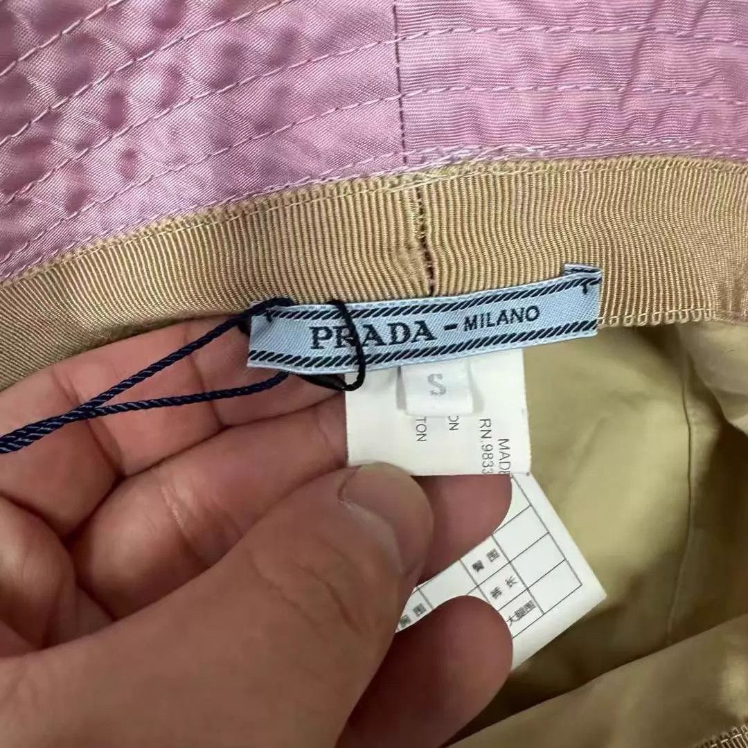 Prada Prada Pink Gold Triangle Logo Bucket Hat Women's S Size ONE SIZE - 5 Thumbnail
