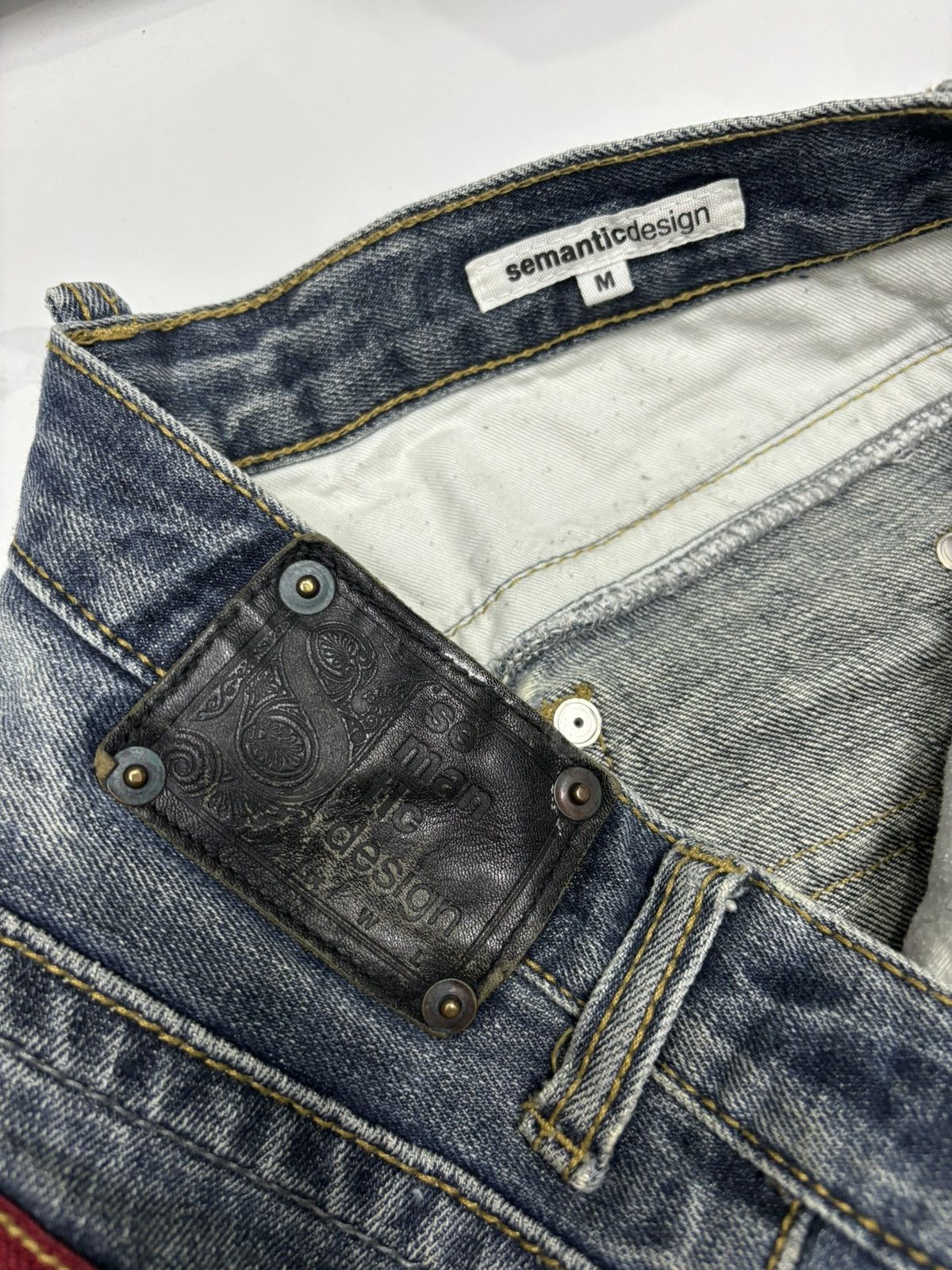 If Six Was Nine SEMANTIC DESIGN FLARED JEANS DISTRESSED DENIM Size US 31 - 12 Thumbnail