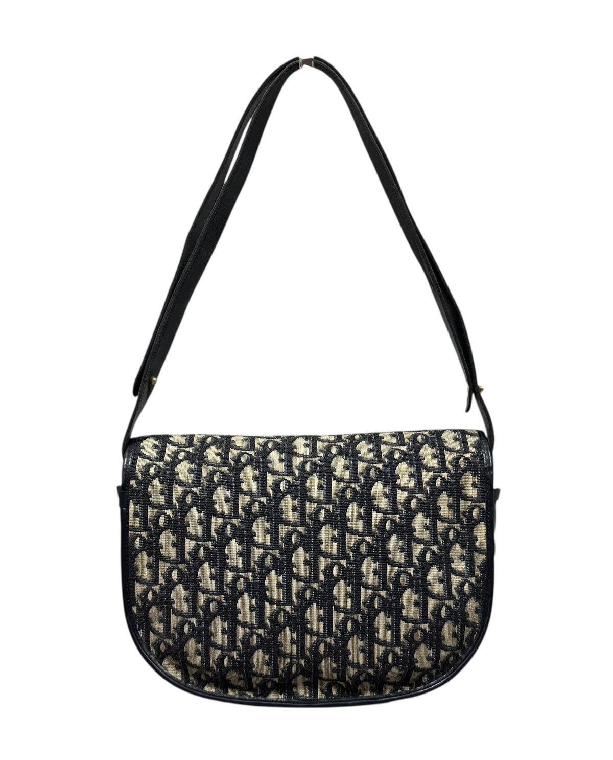 Dior Vtg🔥Christian Dior Trotter Canvas Shoulder Bag Navy Gold Size ONE SIZE - 4 Thumbnail