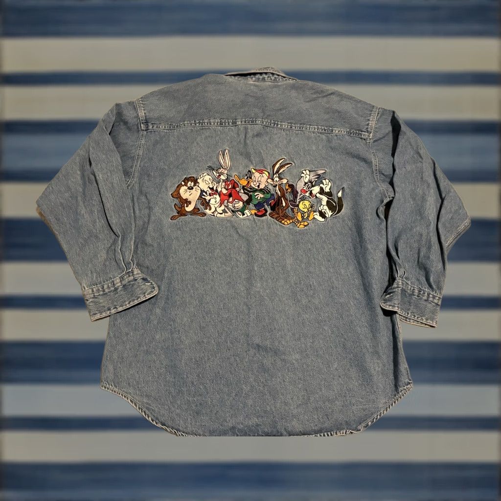 Vintage VINTAGE 1993 Acme Denim Shirt Embroidered Bugs Bunny 90s Cartoon Long Sleeve Men Medium Blue Cotton Button-Up Shirt Size US M / EU 48-50 / 2 - 1 Thumbnail