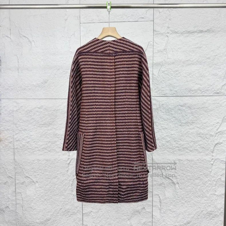 Hermes Hermes Striped Houndstooth Long Trench Coat with Hidden Bu Size XXS / US 00 / IT 34 - 2 Thumbnail