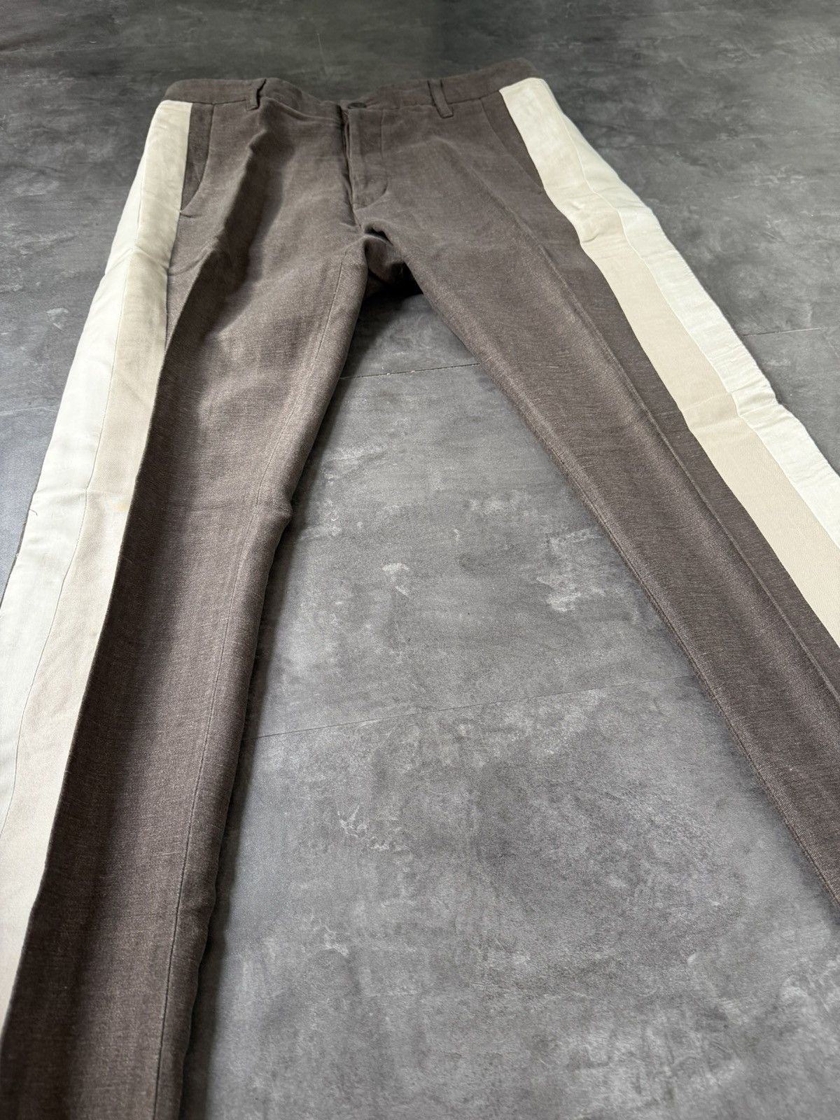 Rick Owens F/W 06 "DUSTULATOR" Striped Runway Linen & Cotton Pants M Size US 32 / EU 48 - 6 Thumbnail
