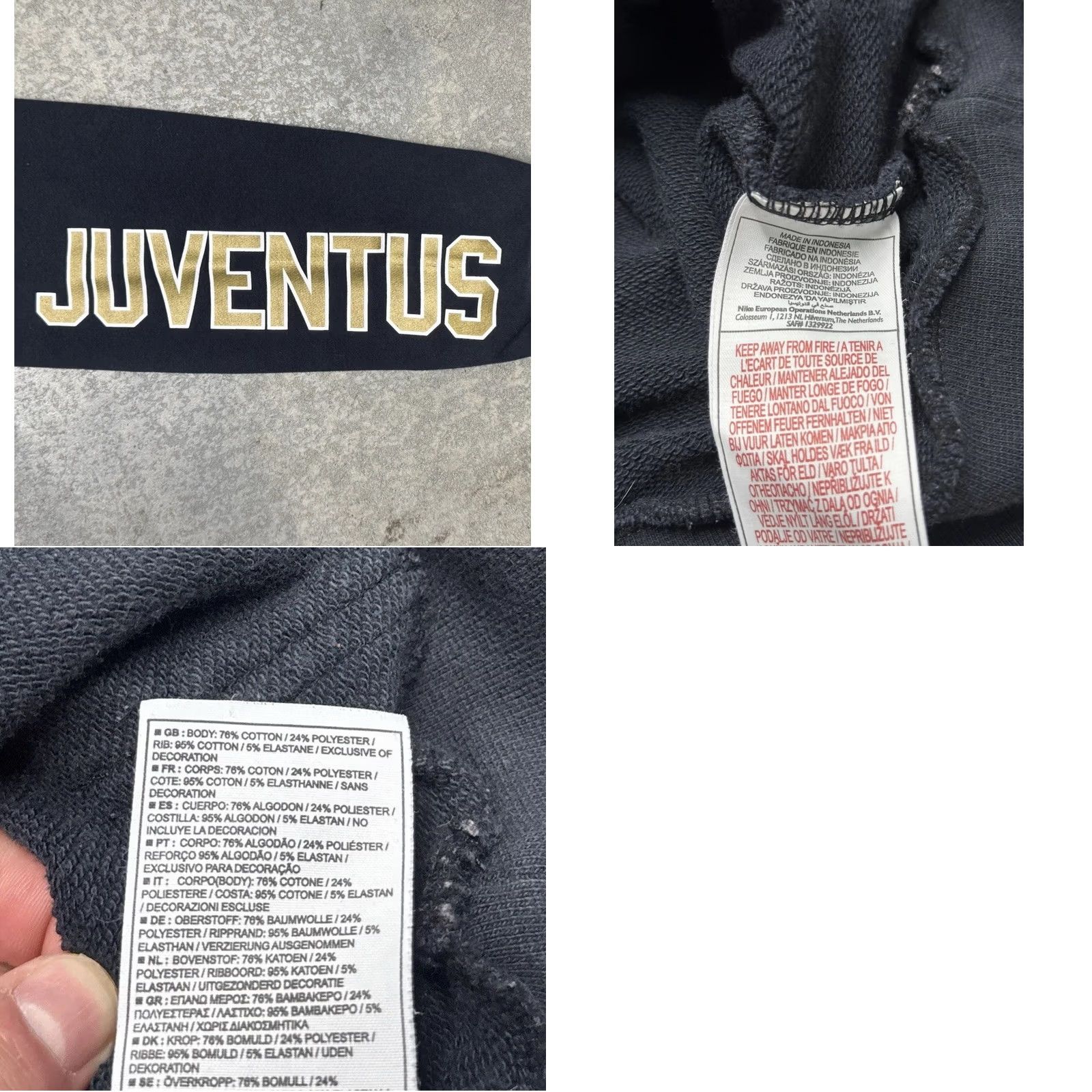 Nike VINTAGE Nike x Juventus FC Hoodie Mens Large Black Soccer Big Logo Swoosh Y2K Size US L / EU 52-54 / 3 - 8 Thumbnail