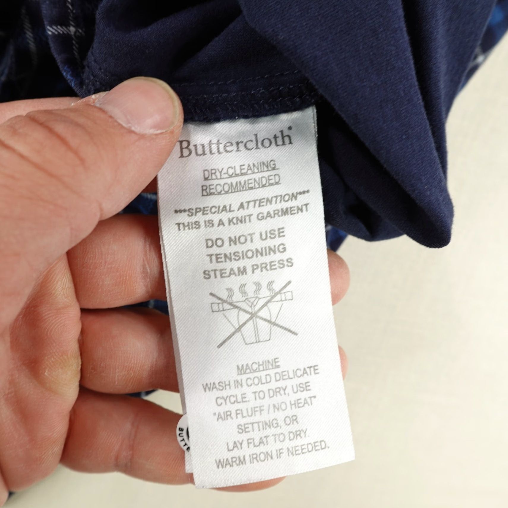 Vintage Buttercloth Button-Up Shirt Mens 3XL Blue Plaid Cotton Spandex Rayon Knit Breathable Pockets Regular Collar Size US XXL / EU 58 / 5 - 4 Thumbnail