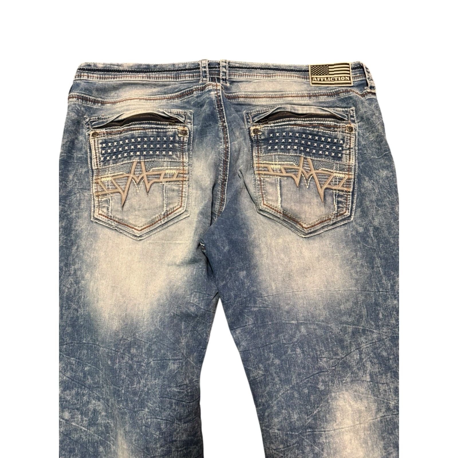 Affliction VINTAGE Affliction Ace Denim Jeans Distressed Blue 42x34 Jeans Men Big & Tall 5-Pocket Embroidered Denim Baggy? Size US 42 / EU 58 - 7 Thumbnail