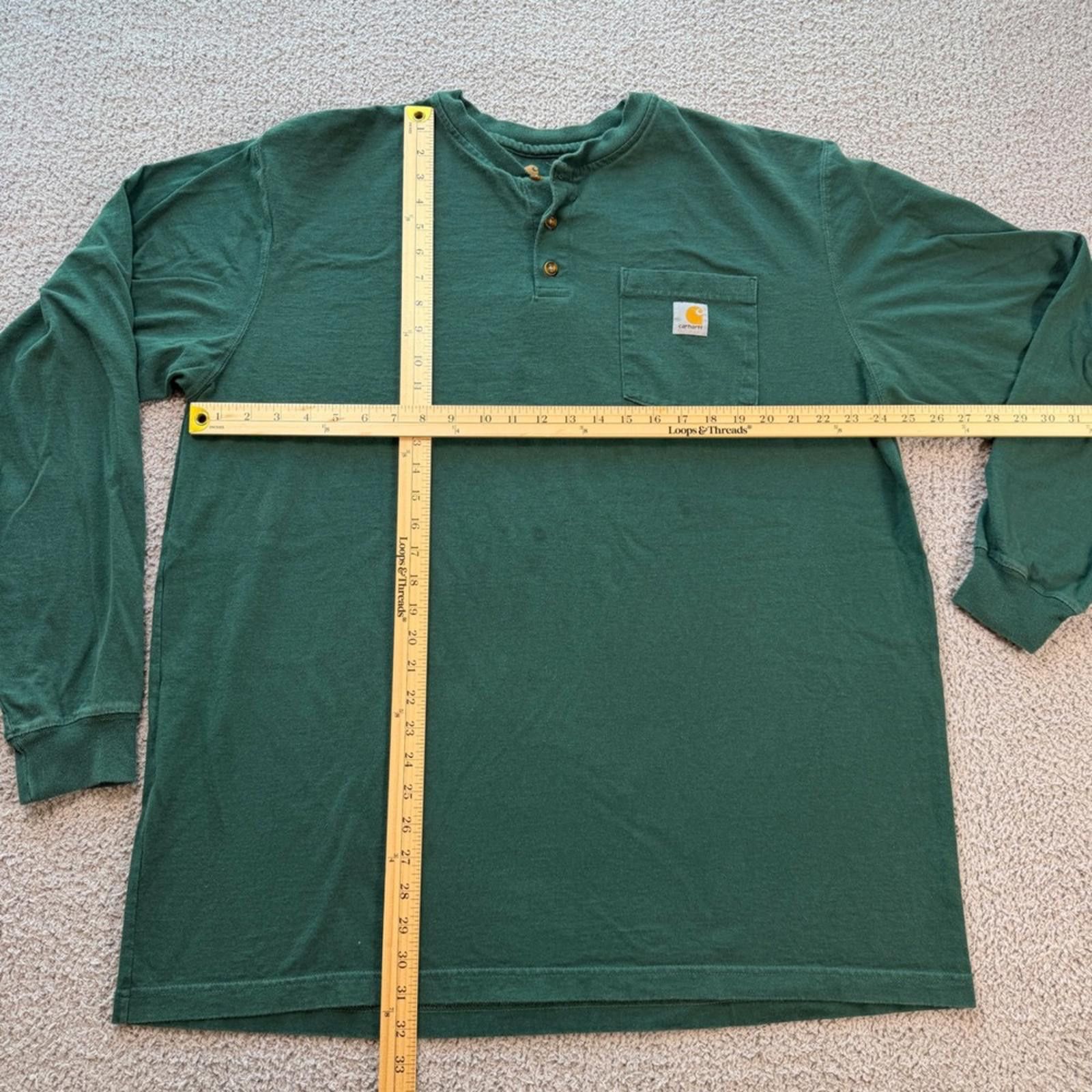 Carhartt Carhartt Mens XL Tall Hunter Green Henley T Shirt Size US XL / EU 56 / 4 - 2 Thumbnail