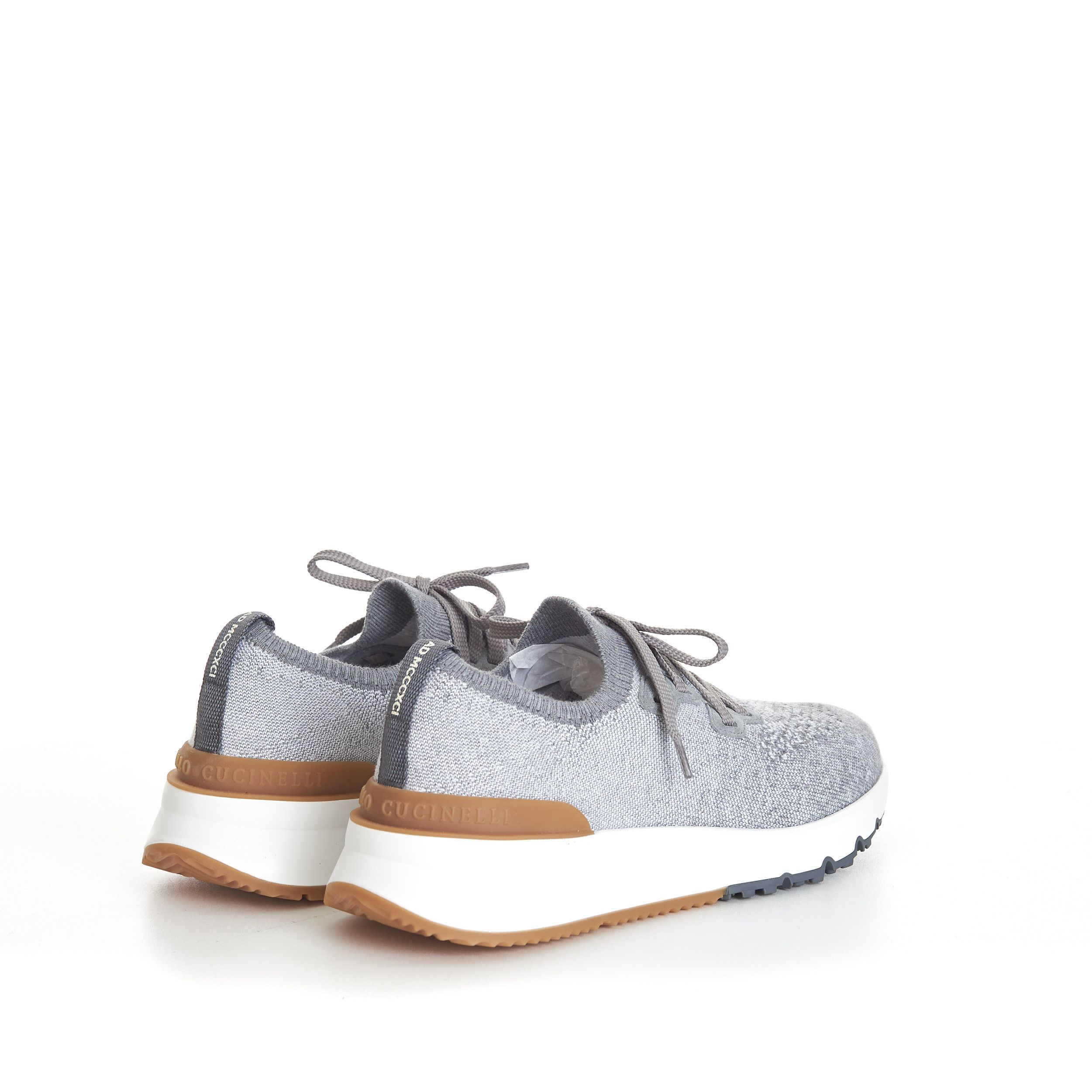 Brunello Cucinelli Grey Low Top Cotton Chiné Knit Runners Size US 13 / EU 46 - 7 Thumbnail