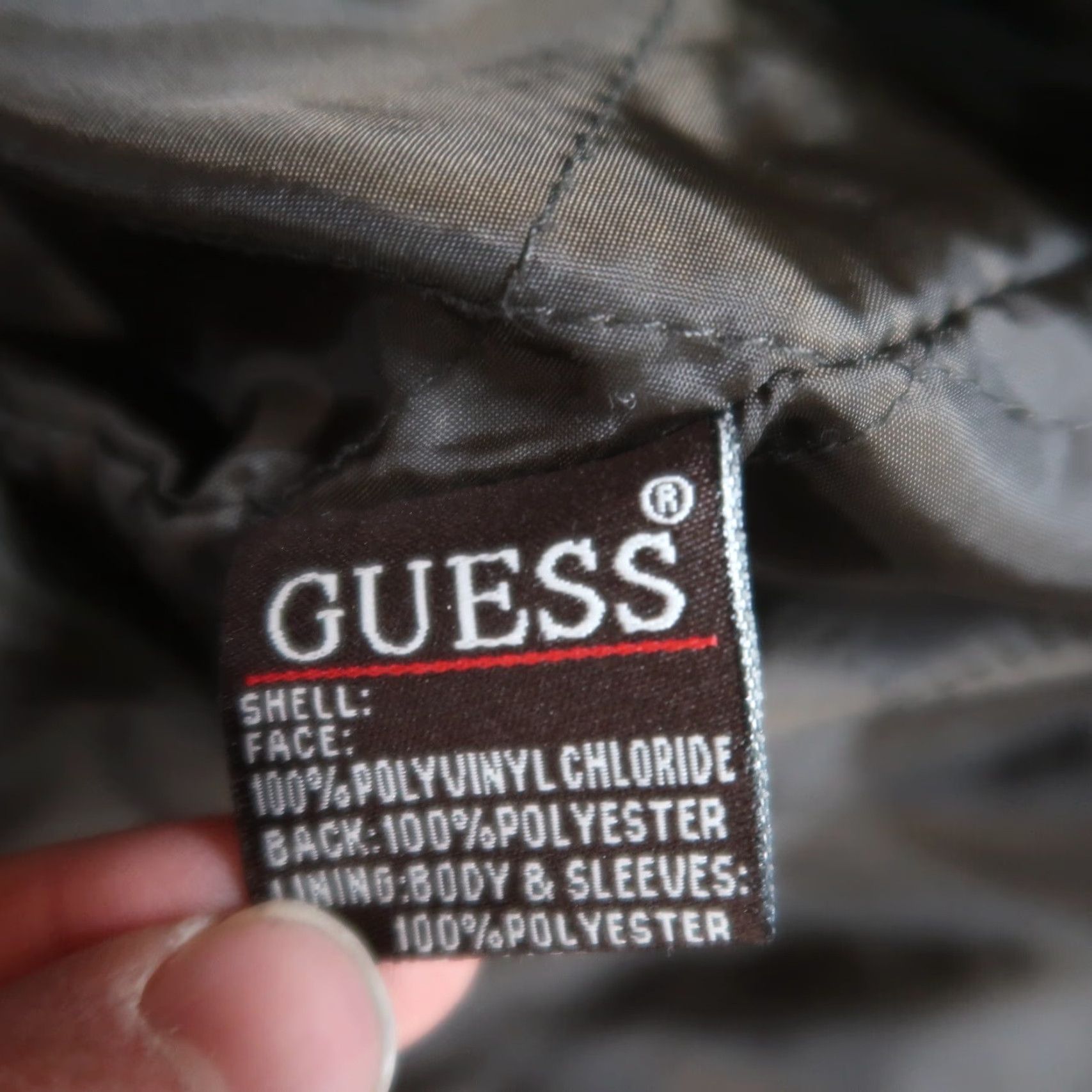 Guess VINTAGE GUESS Faux Leather Jacket Mens Medium Brown Full Zip Coat Hooded Bomber Jacket Size US 31 - 6 Thumbnail