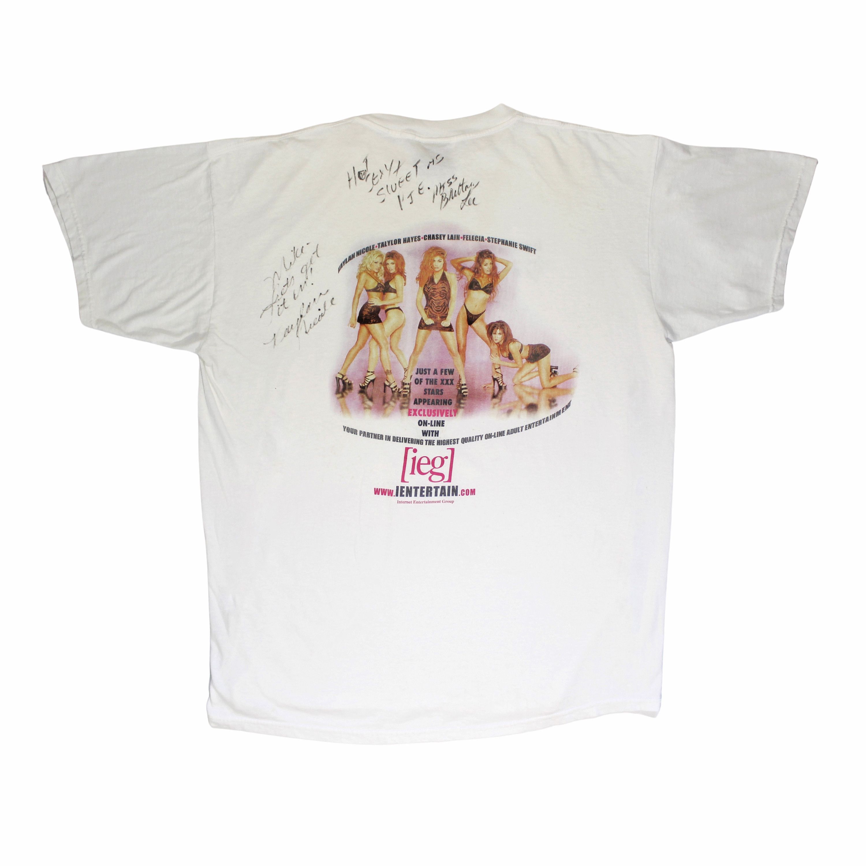 image of Vintage 90's Ieg Entertainment Signed Porn Star T-Shirt in White, Men's (Size XL)