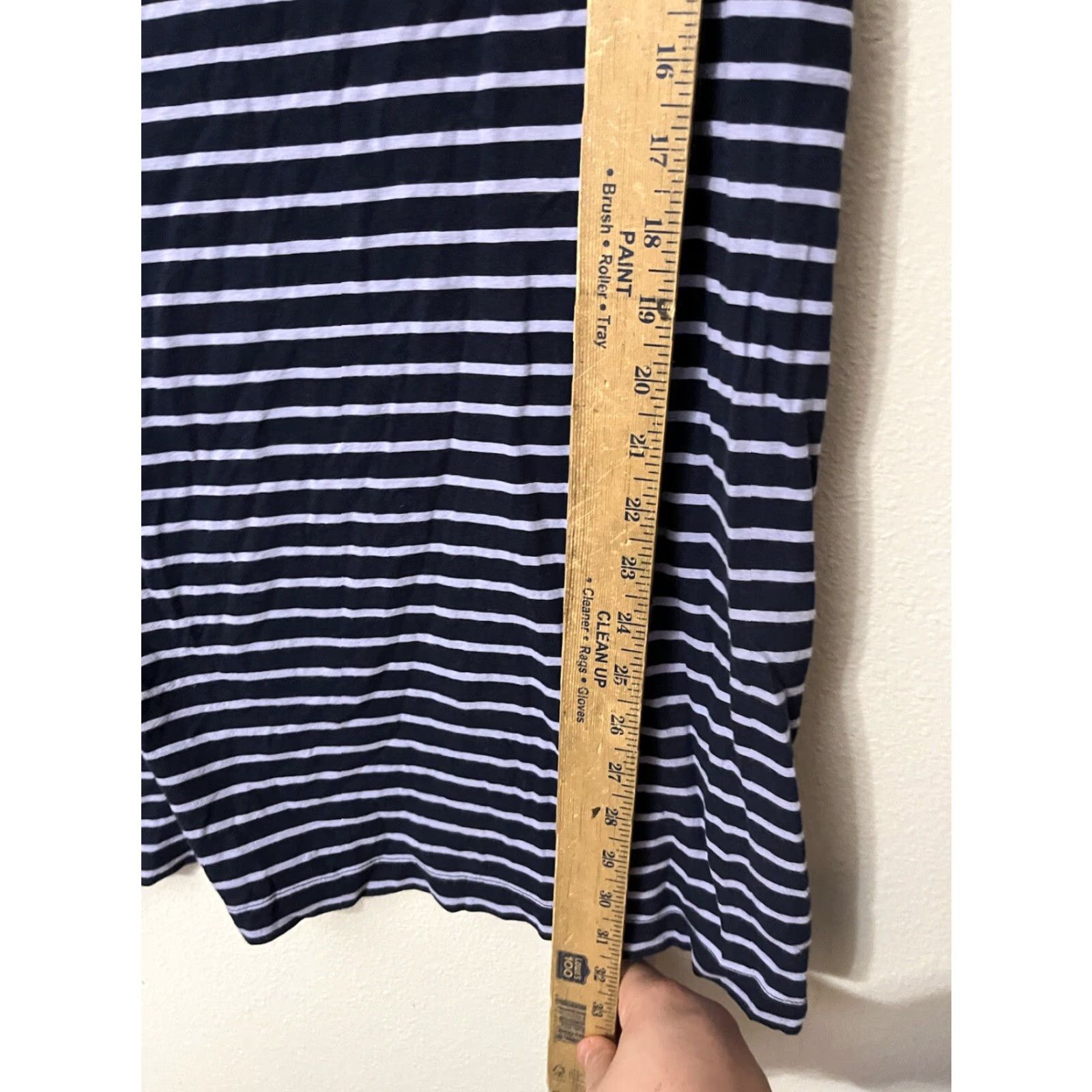 Gap VINTAGE Gap Women's Dress Shirt Navy Blue Purple Striped Short Sleeve Knit Knee Length Pockets Size M Womens Size M / US 6-8 / IT 42-44 - 4 Thumbnail