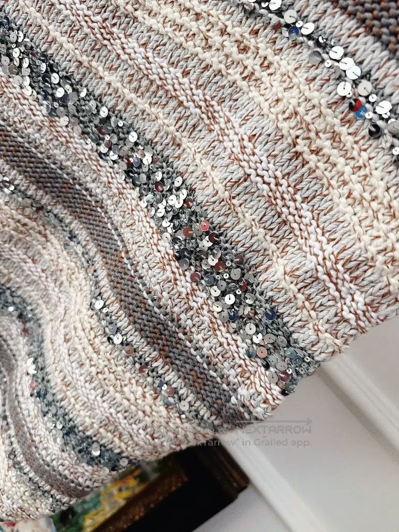 Brunello Cucinelli Brunello Cucinelli Gray Mixed Pink and Purple Stripe Sequi Size XS / US 0-2 / IT 36-38 - 3 Thumbnail