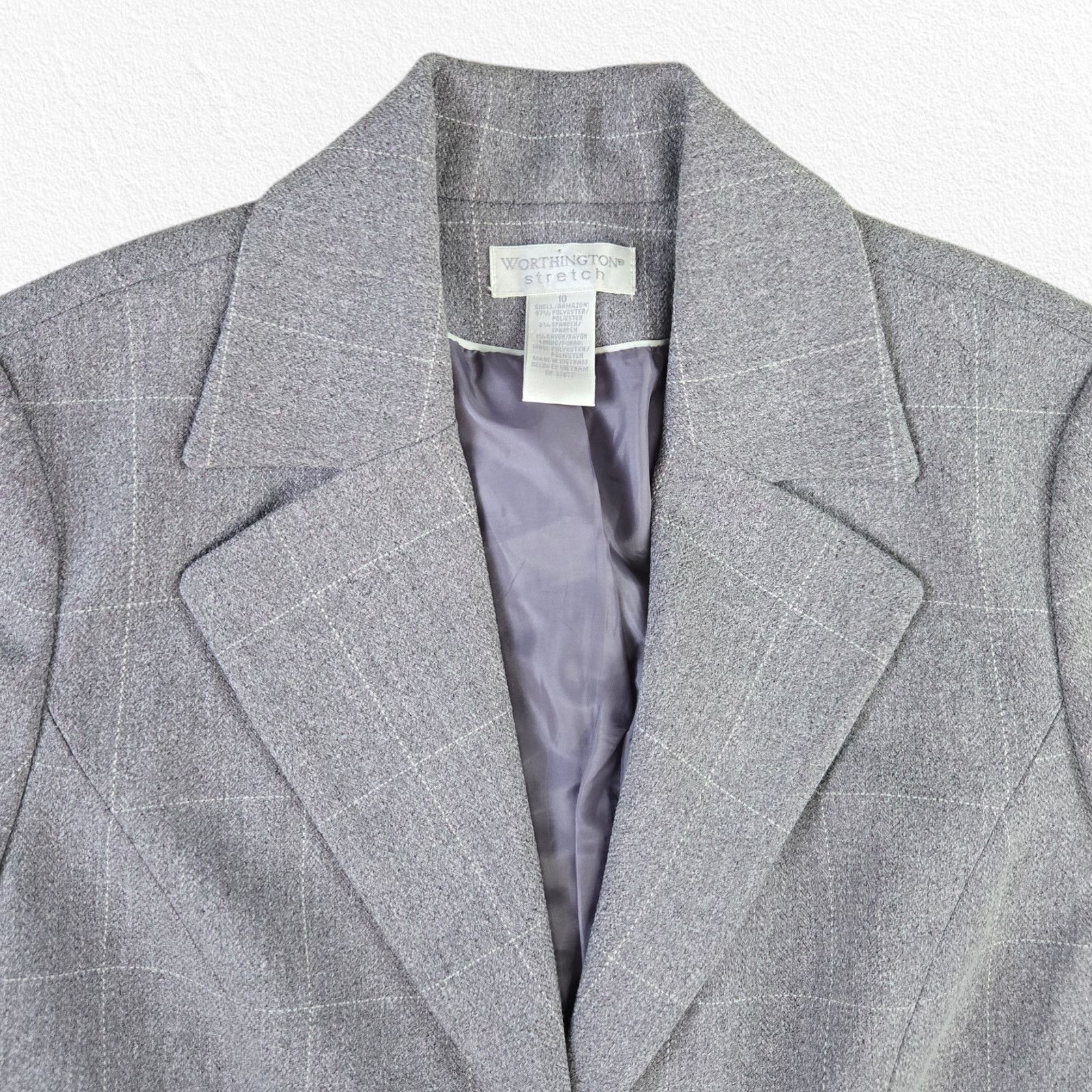Vintage Vintage Gray Purple Windowpane Blazer Size 10 Size L / US 10 / IT 46 - 2 Thumbnail