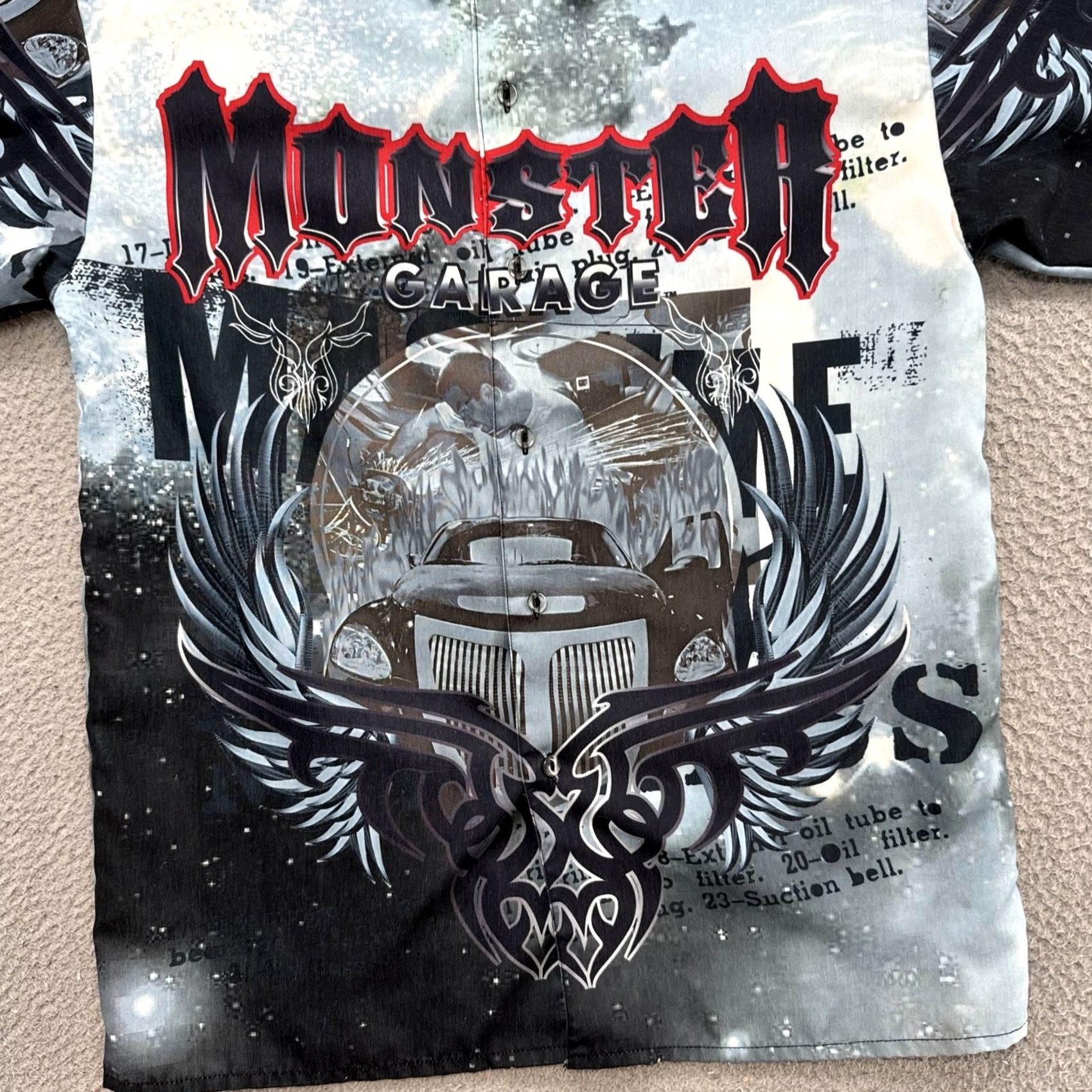 Garage Monster Garage Button Up All Over Graphic Short Sleeve Shirt Mens Size 16/18 Multicolorx Size US M / EU 48-50 / 2 - 2 Thumbnail