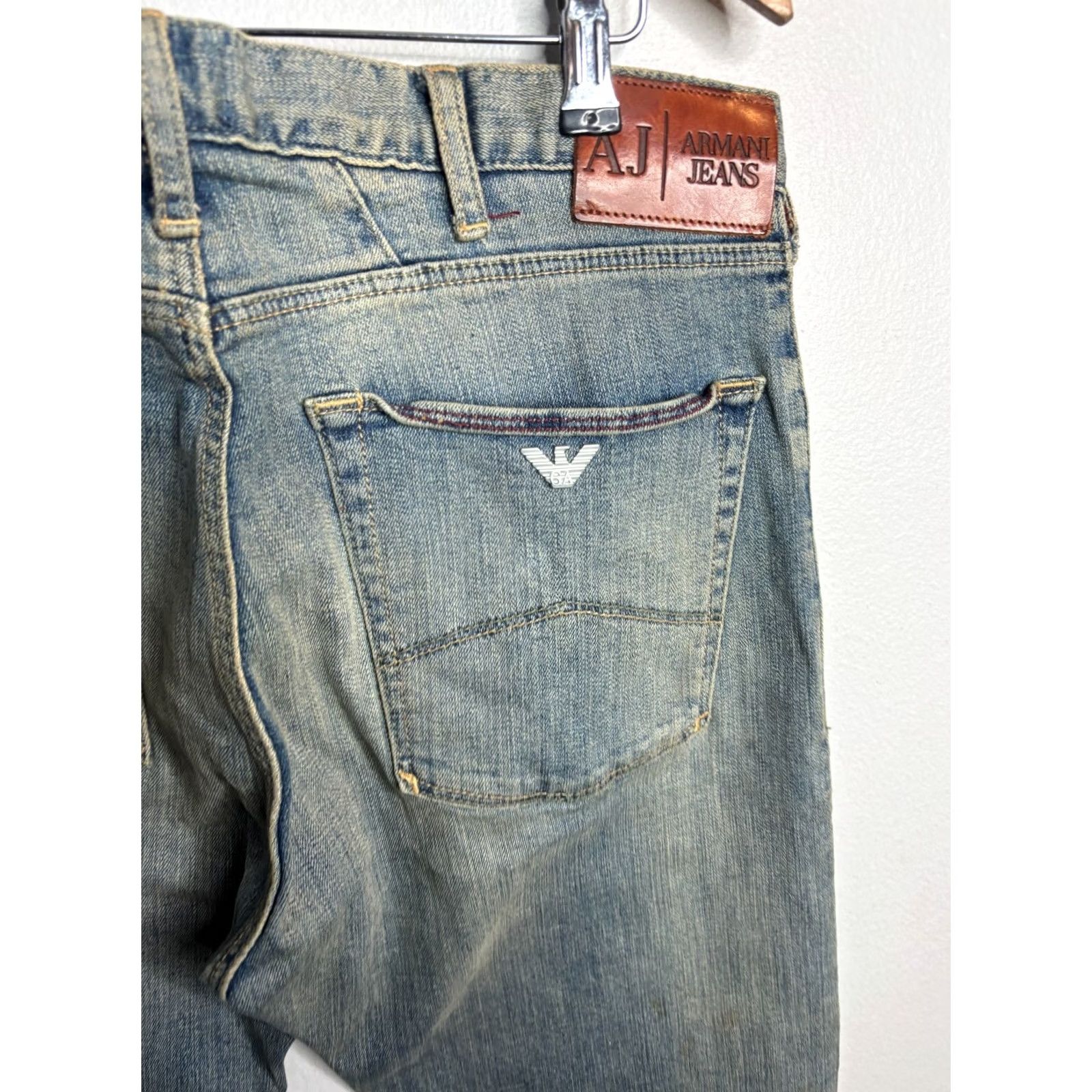 Vintage VINTAGE Armani Jeans Jeans Mens Blue Regular Straight Stretch Denim Trousers W31 L34 4197 Size US 31 - 2 Thumbnail