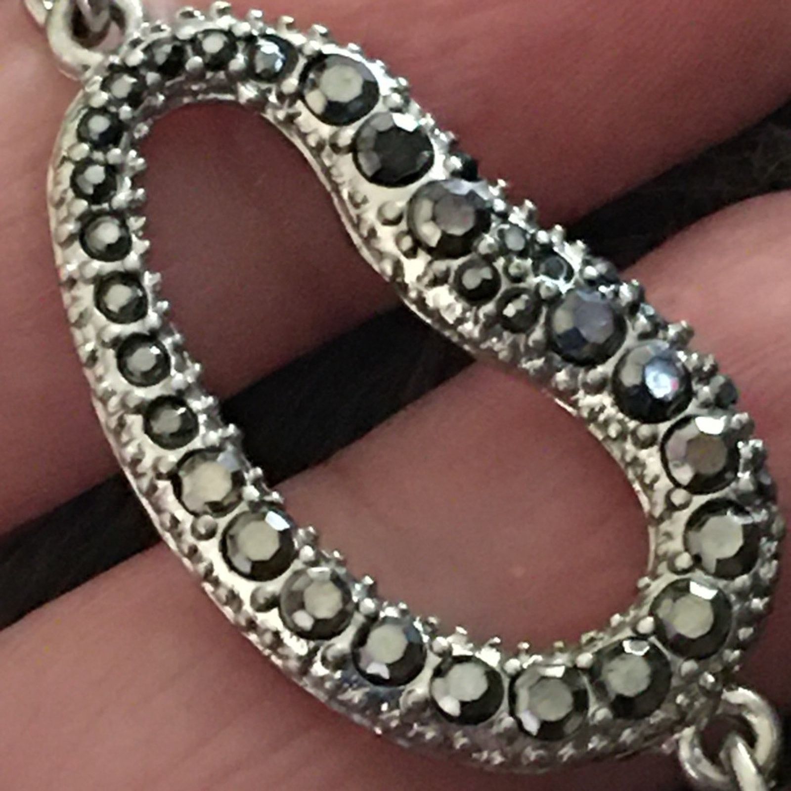 Jewelry Liz Claiborne hammered marcasite disc necklace Size ONE SIZE - 6 Thumbnail