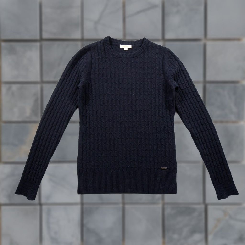 Barbour Barbour Sweater Womens Size 10 Blue Cable Knit Crewneck Lamsbwool Langdale Pullover Knit Wool Carded All Seasons Regular Vintage N/A Size L / US 10 / IT 46 - 1 Thumbnail
