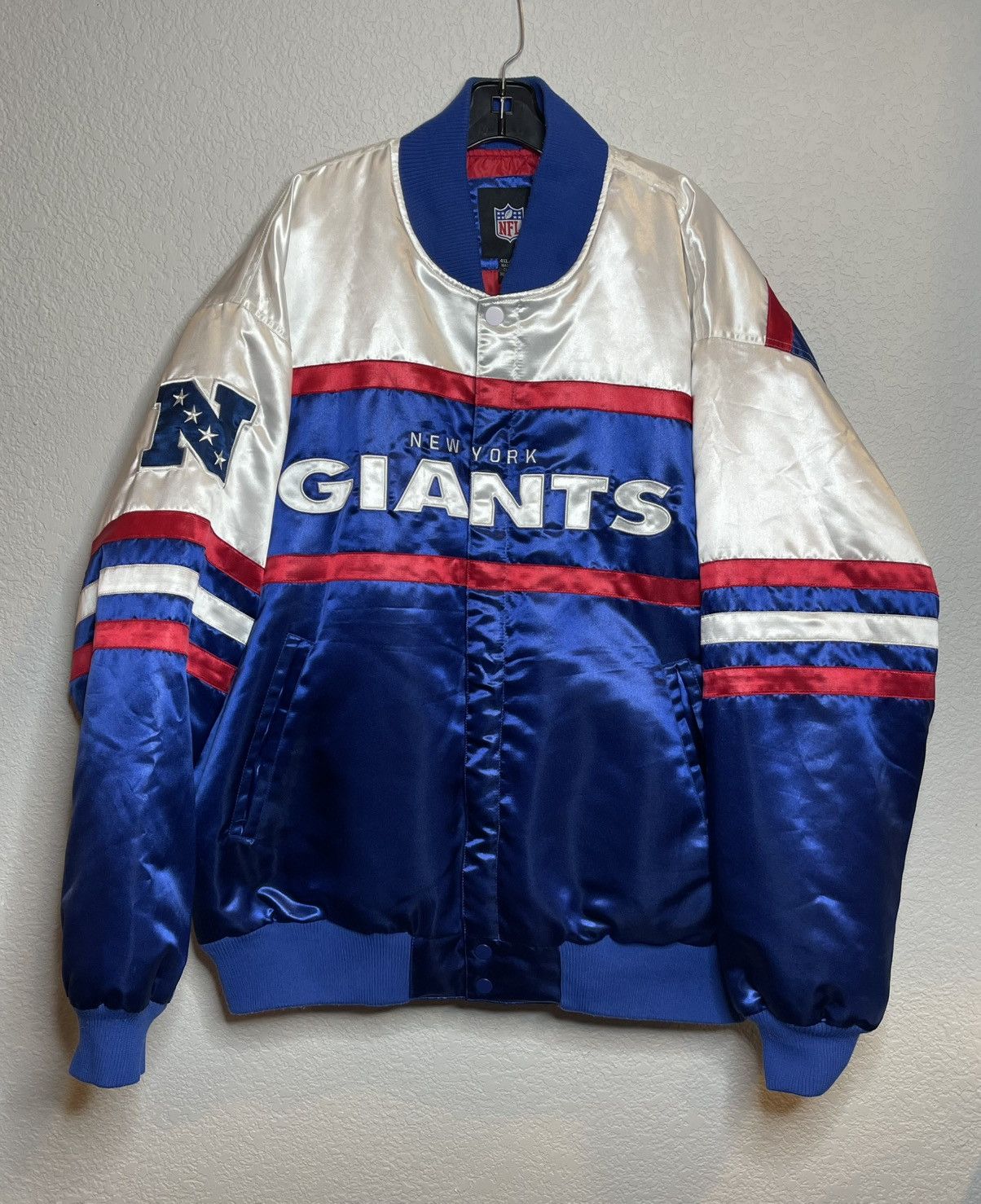 NFL NY Giants Bomber Polyester Jacket w Large Logo Sz 4XL Size US XXL / EU 58 / 5 - 4 Thumbnail