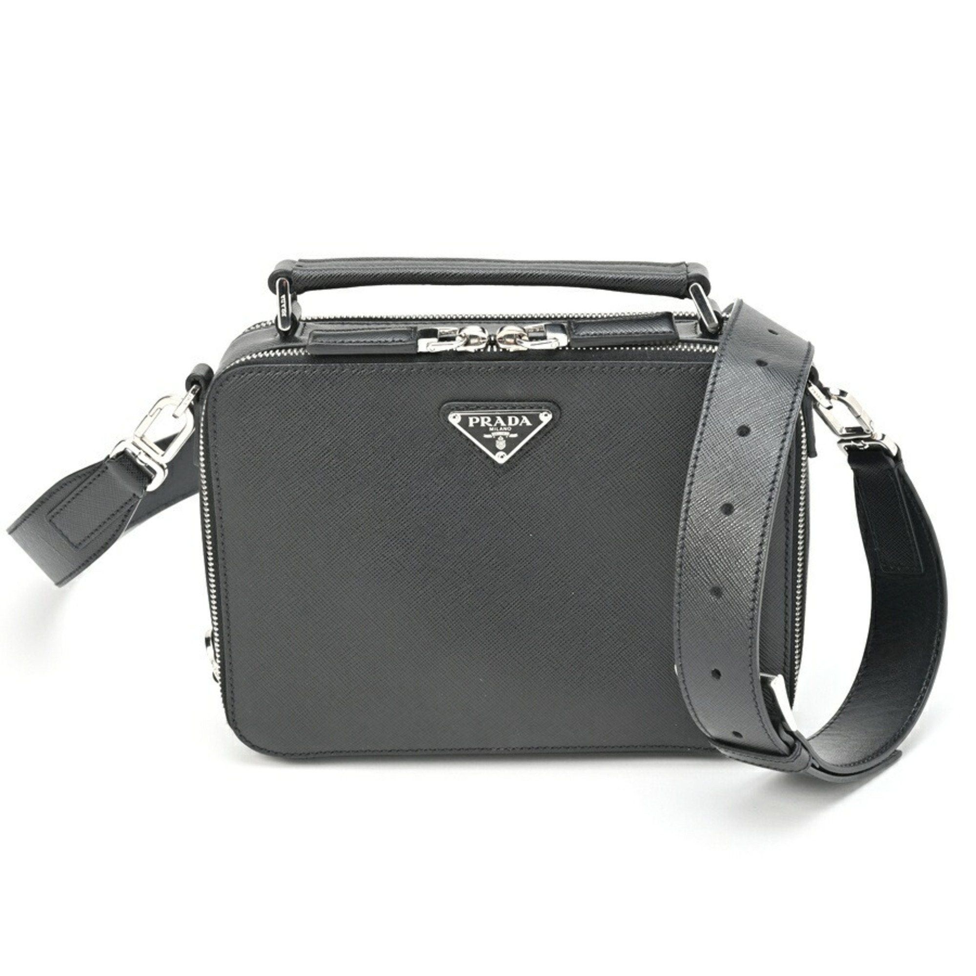 image of Prada Brick Saffiano Leather Bag 2Vh069 Black S-155531, Women's
