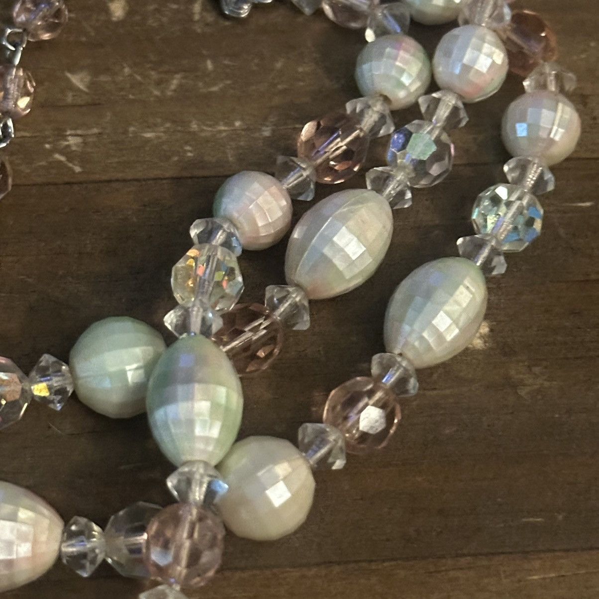 Vintage Vintage mosaic mother of pearl crystal bead choker necklace Size ONE SIZE - 5 Thumbnail