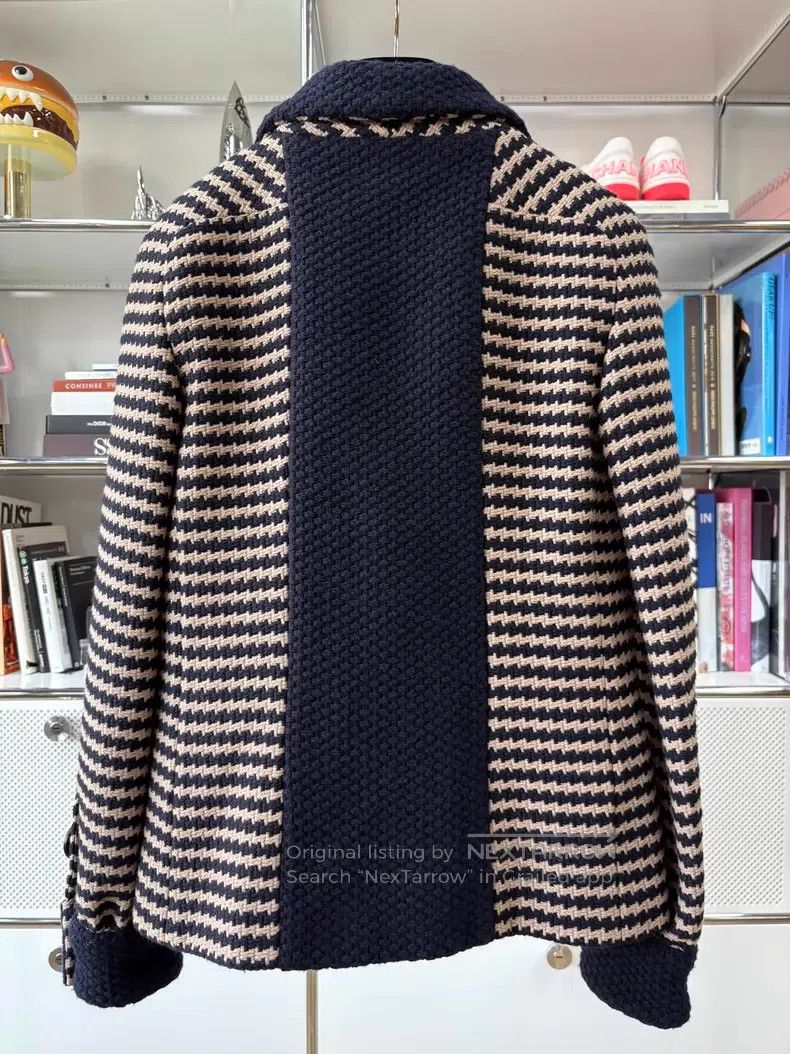 Chanel Chanel 15B Khaki dark blue striped lapel double-breasted k Size XS / US 0-2 / IT 36-38 - 2 Thumbnail