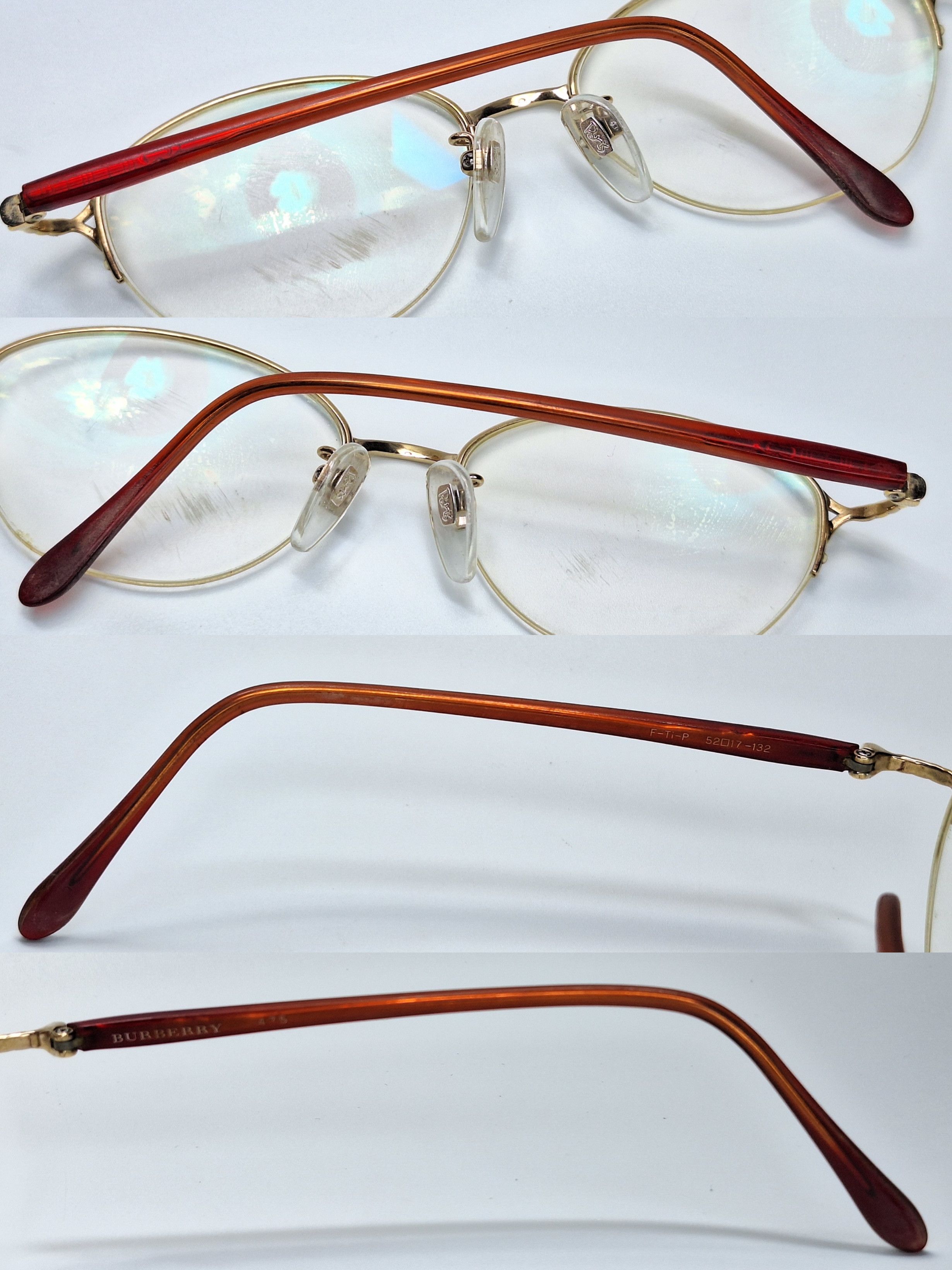 Burberry Burberry 475 Gold Pure Titanium Semi-Rimless Eyeglass Size ONE SIZE - 9 Thumbnail