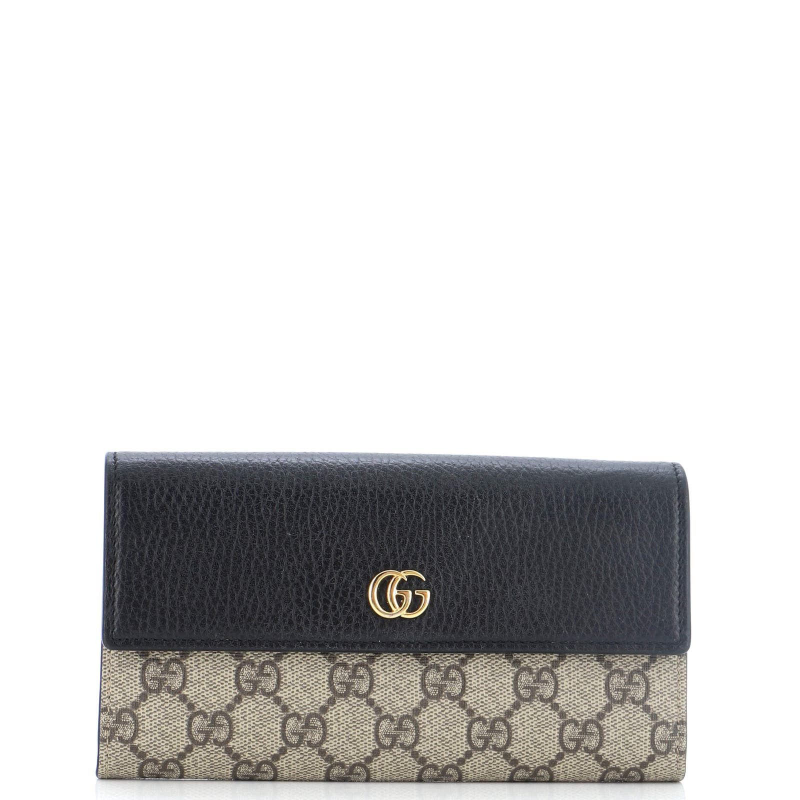 image of Gucci Gg Marmont Continental Chain Wallet GG Coated Canvas in Black, Women's