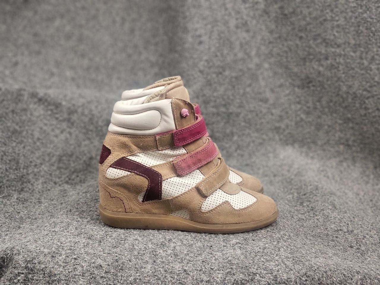If Six Was Nine Vintage isabel marant Style wedge sneakers suede Velcro Y2K Size US 8 / IT 38 - 5 Thumbnail