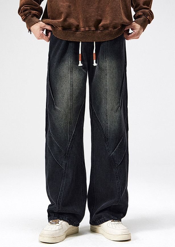 Japanese Brand American retro distressed men's loose washed straight jeans Size US 32 / EU 48 - 1 Thumbnail