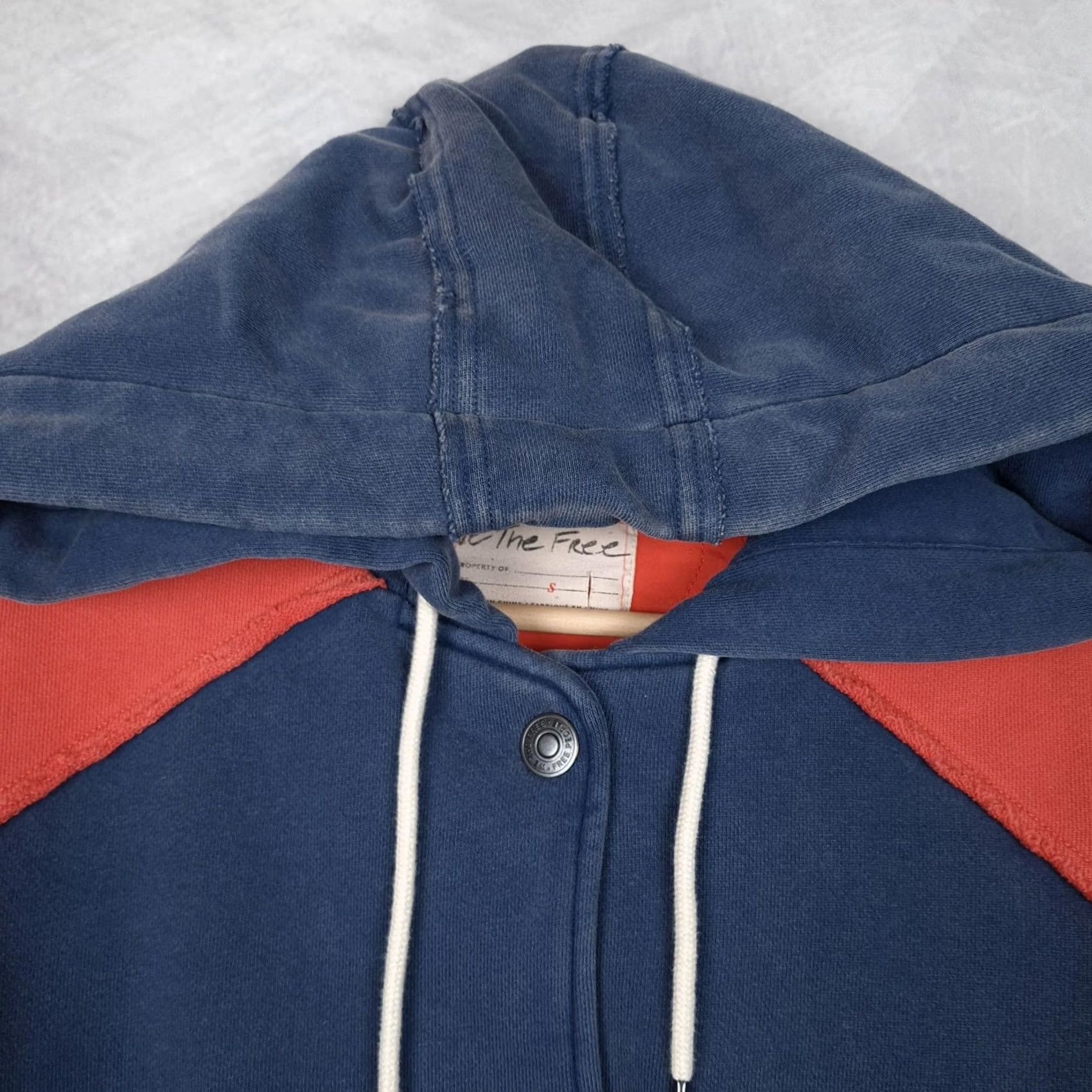 Vintage We The Free Jacket Womens Small Blue Hooded Quilted Varsity Stripe Oversized Size S / US 4 / IT 40 - 2 Thumbnail