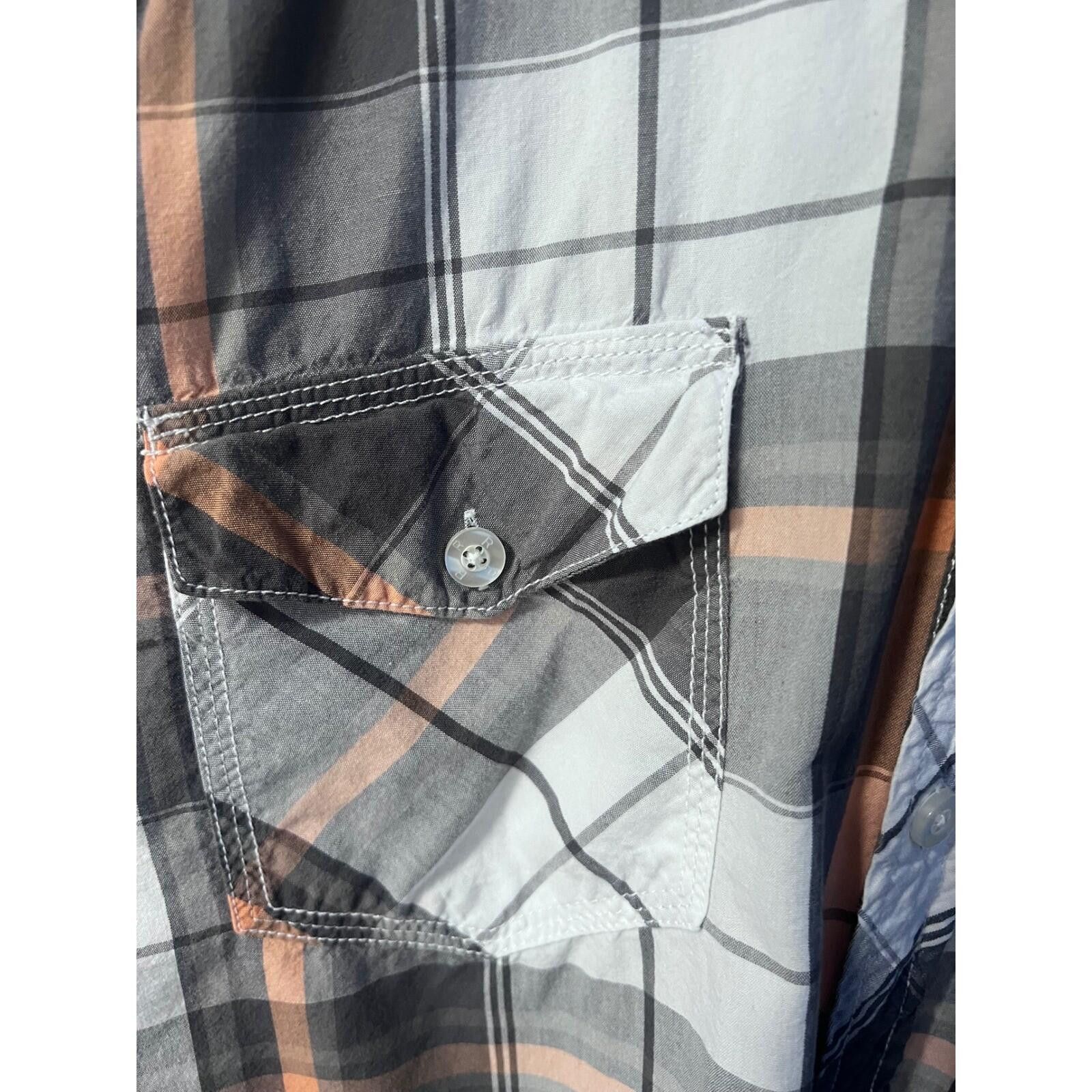 Other Reclaim Plaid Button Down Mens L Grey Orange Athletic Fit Size US L / EU 52-54 / 3 - 5 Thumbnail