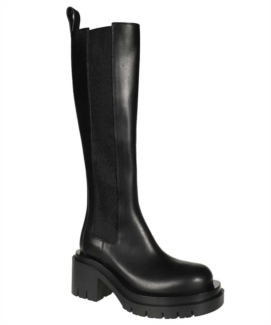Bottega Veneta o1n1vont1224 Lug Calfskin Boots in Black Size US 4.5 / IT 34.5 - 2 Thumbnail