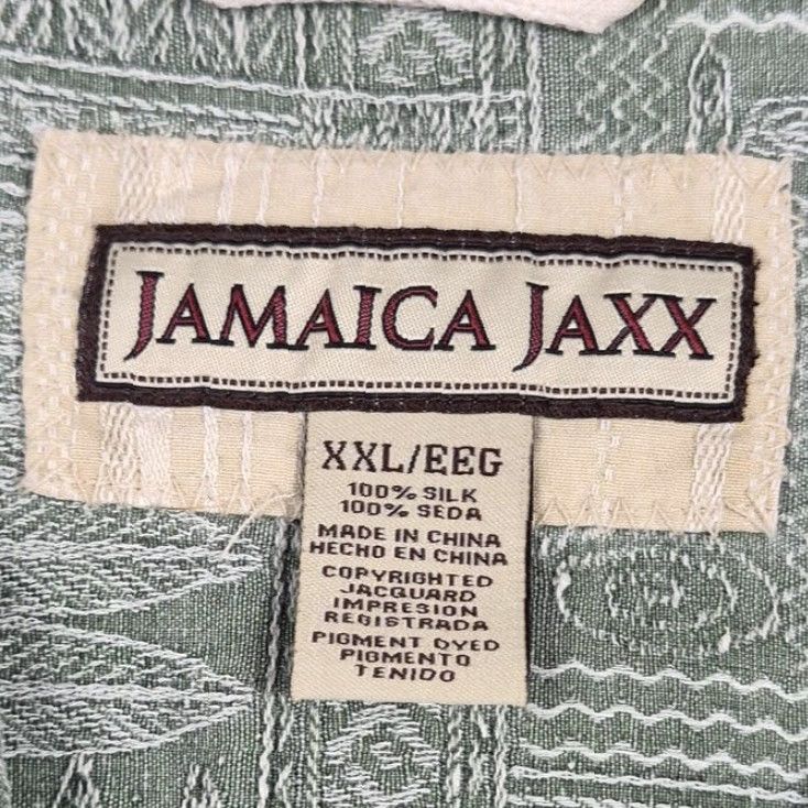 ALOHAS VINTAGE Jamaica Jaxx Button Up Shirt Mens 2XL Green Silk Geometric Hawaiian Aloha Size US XXL / EU 58 / 5 - 4 Thumbnail