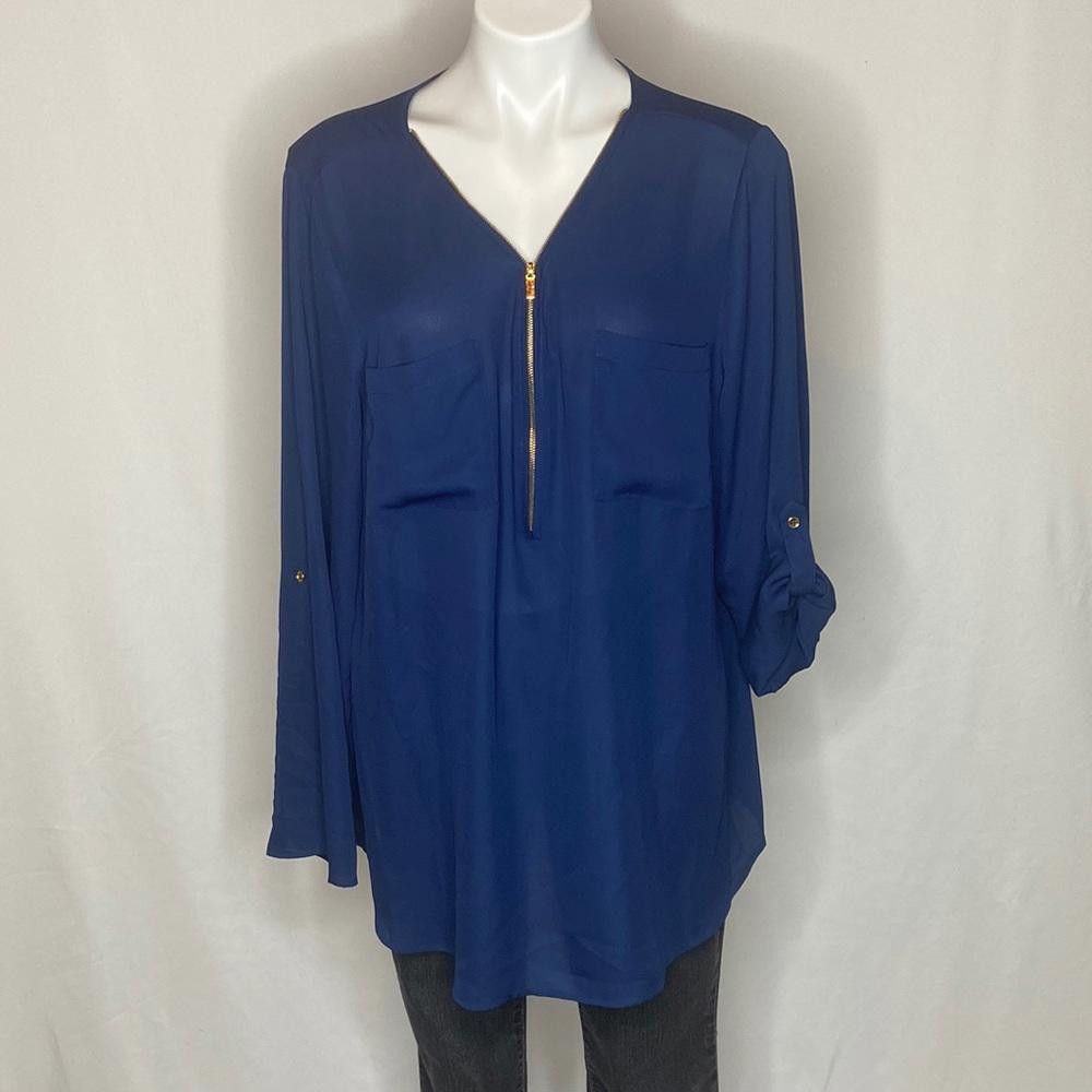 Designer Zac & Rachel Woman Zipper Collar Tunic, Plus 2X Size XXL / US 16-18 / IT 52-54 - 1 Thumbnail