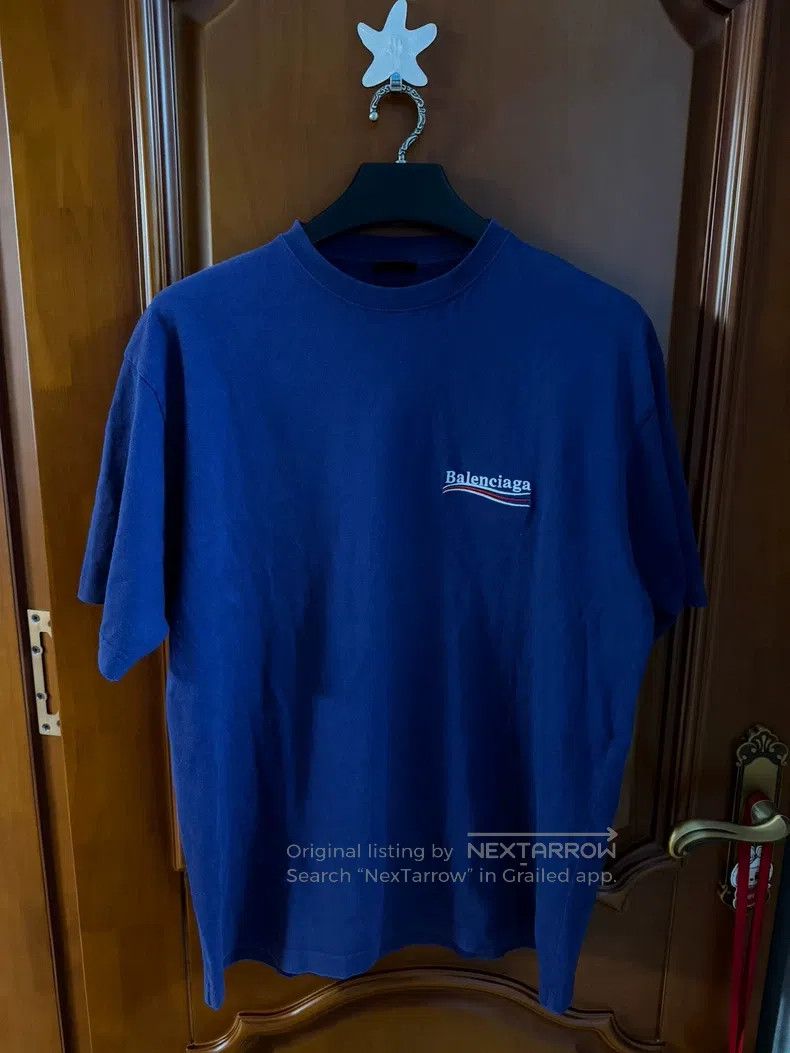 Balenciaga Balenciaga Blue Coke Embroidery Logo Short Sleeve Size US S / EU 44-46 / 1 - 1 Thumbnail