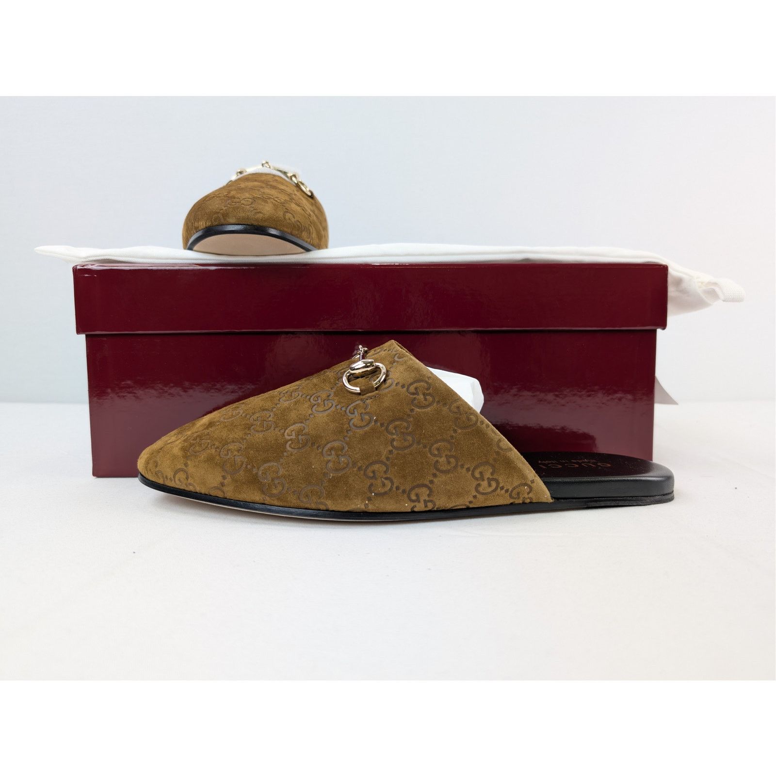 Gucci o1rshd1 men's GG Monogram Horsebit mules Slippers in brown Size US 9.5 / EU 42-43 - 19 Thumbnail
