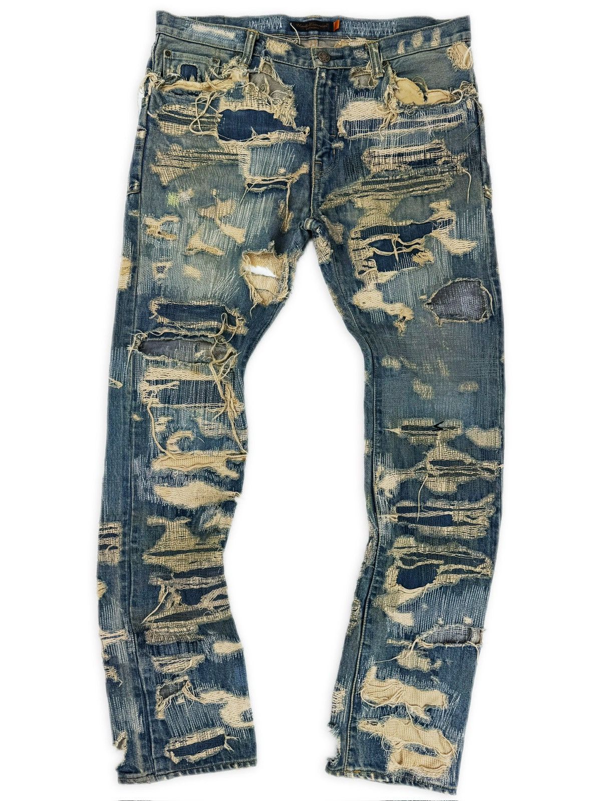Undercover AW05 Undercover 85 ‘Arts & Crafts’ Blue Unaltered Denim Jeans Size US 35 - 1 Thumbnail