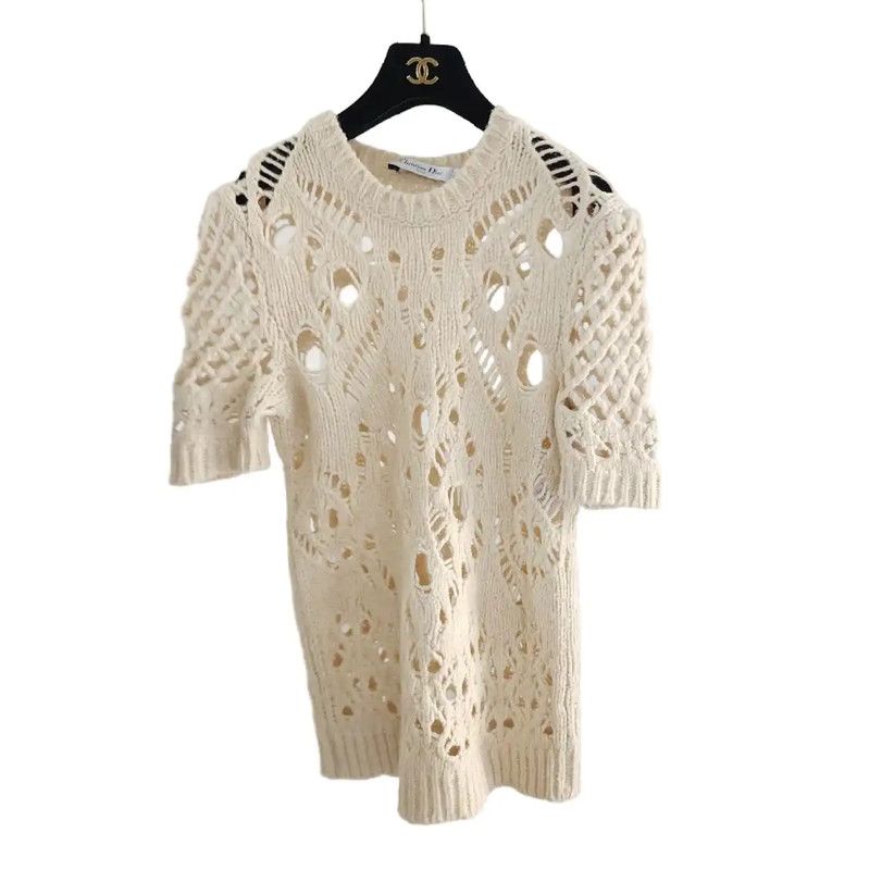 Dior Dior Cream Lace Short Sleeve Pullover Sweater 0089 Size XS / US 0-2 / IT 36-38 - 1 Thumbnail