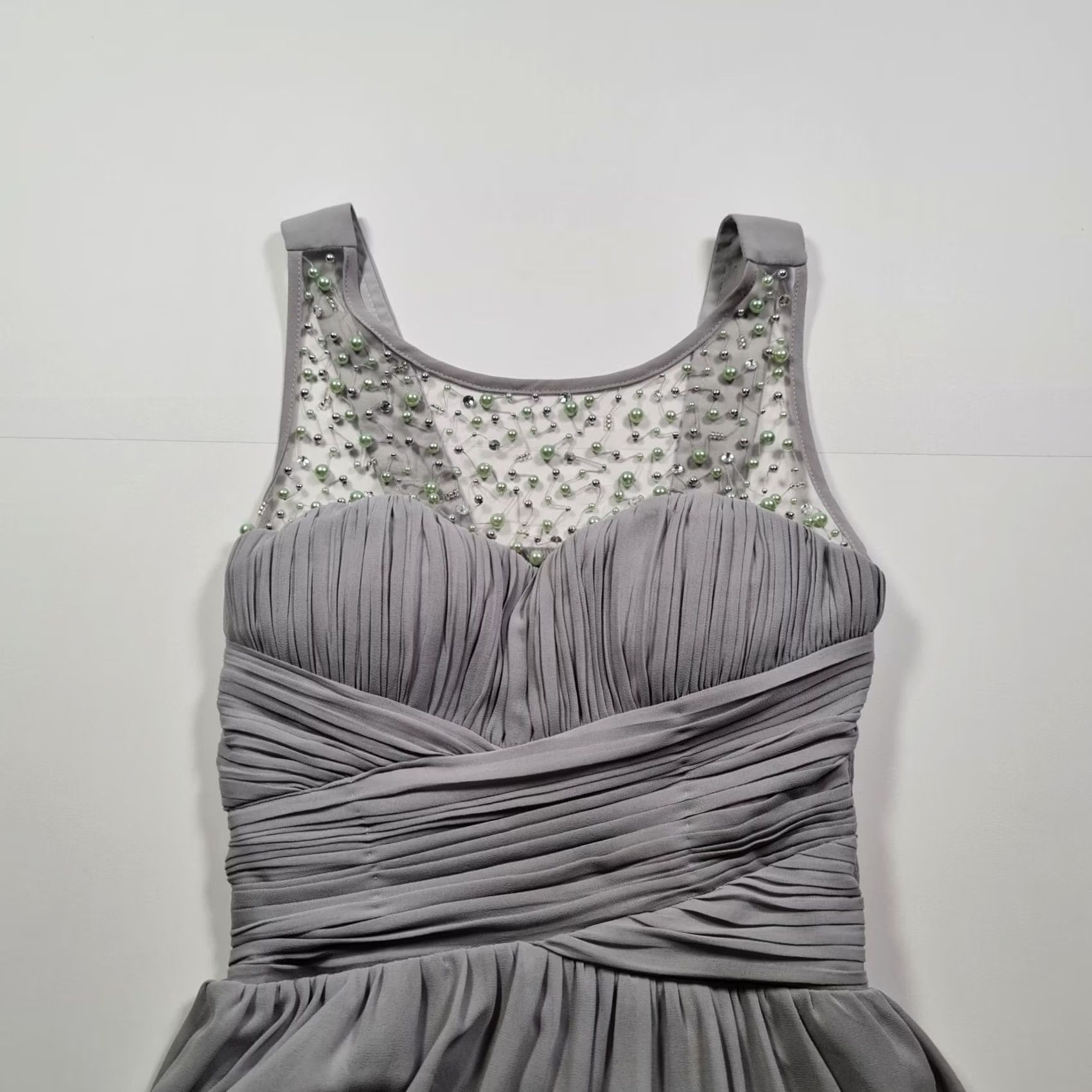 Vintage Little Mistress Womens Maxi Dress Grey UK 8 Sleeveless Embellished Gown XS Size M / US 6-8 / IT 42-44 - 3 Thumbnail