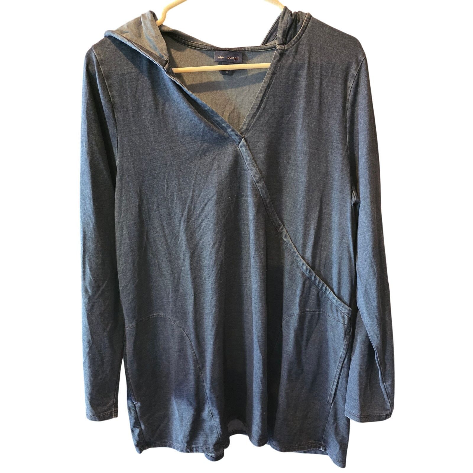 J. Jill J.Jill Pure Jill Hooded Tunic Top M Womens Blue Long Sleeve Size M / US 6-8 / IT 42-44 - 1 Thumbnail