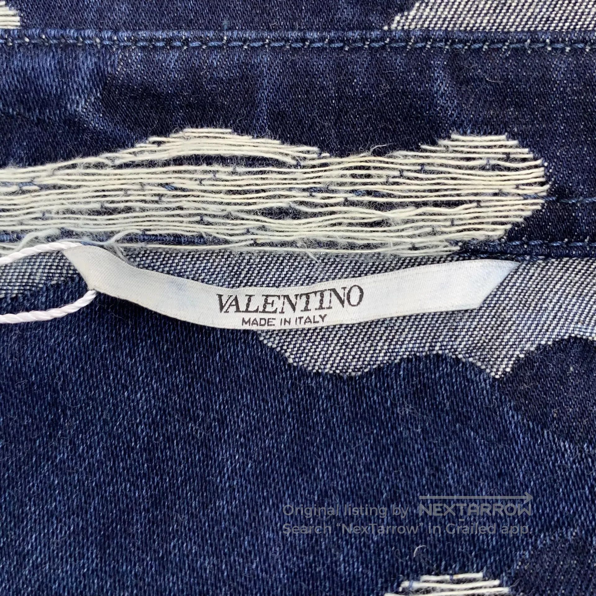Valentino Valentino Dark Blue Camouflage Cotton Turn-down Collar Sin Size US M / EU 48-50 / 2 - 6 Thumbnail