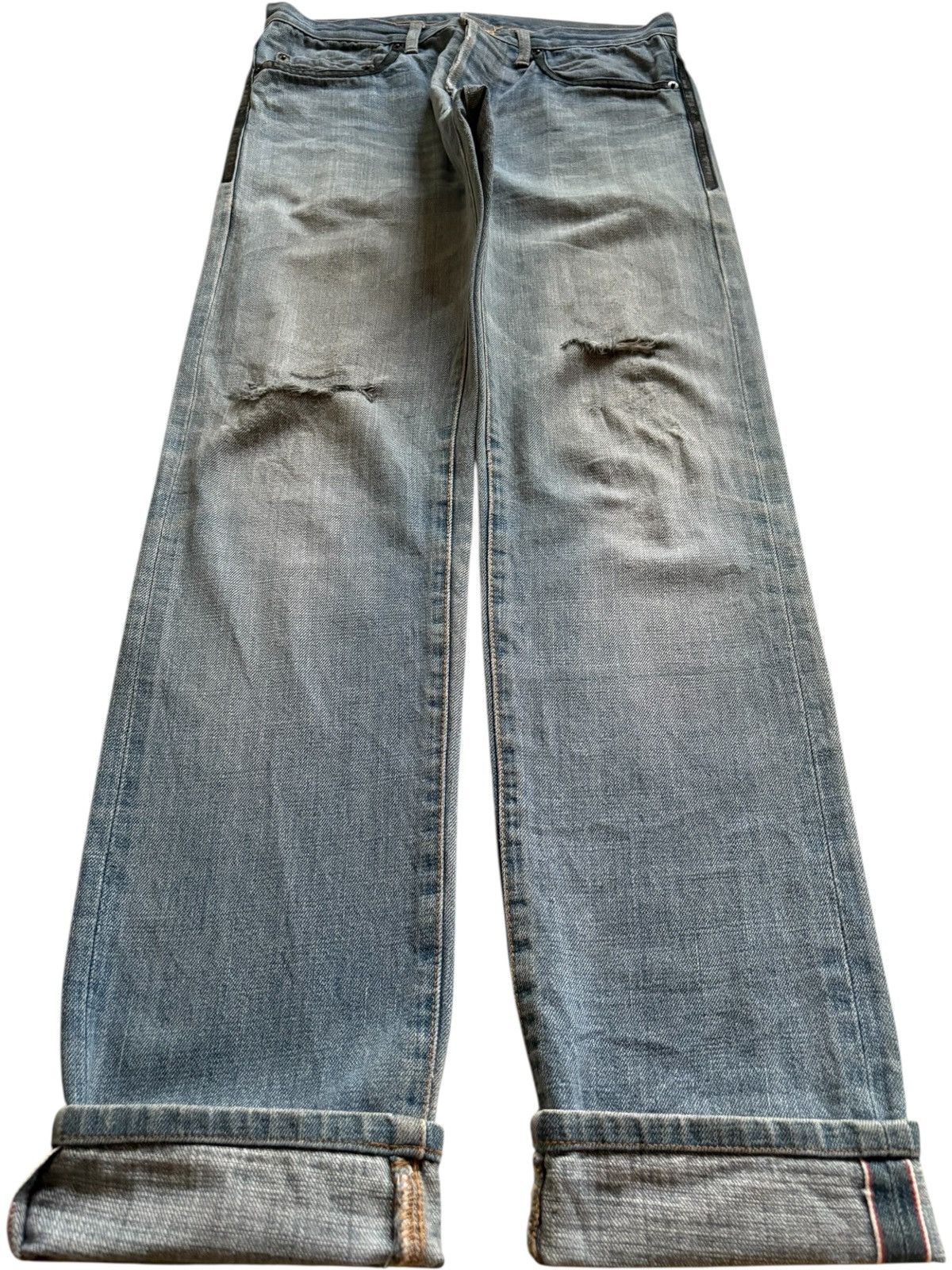 Vintage Jack Henry Selvedge Mud Wash Distressed Ripped Jean