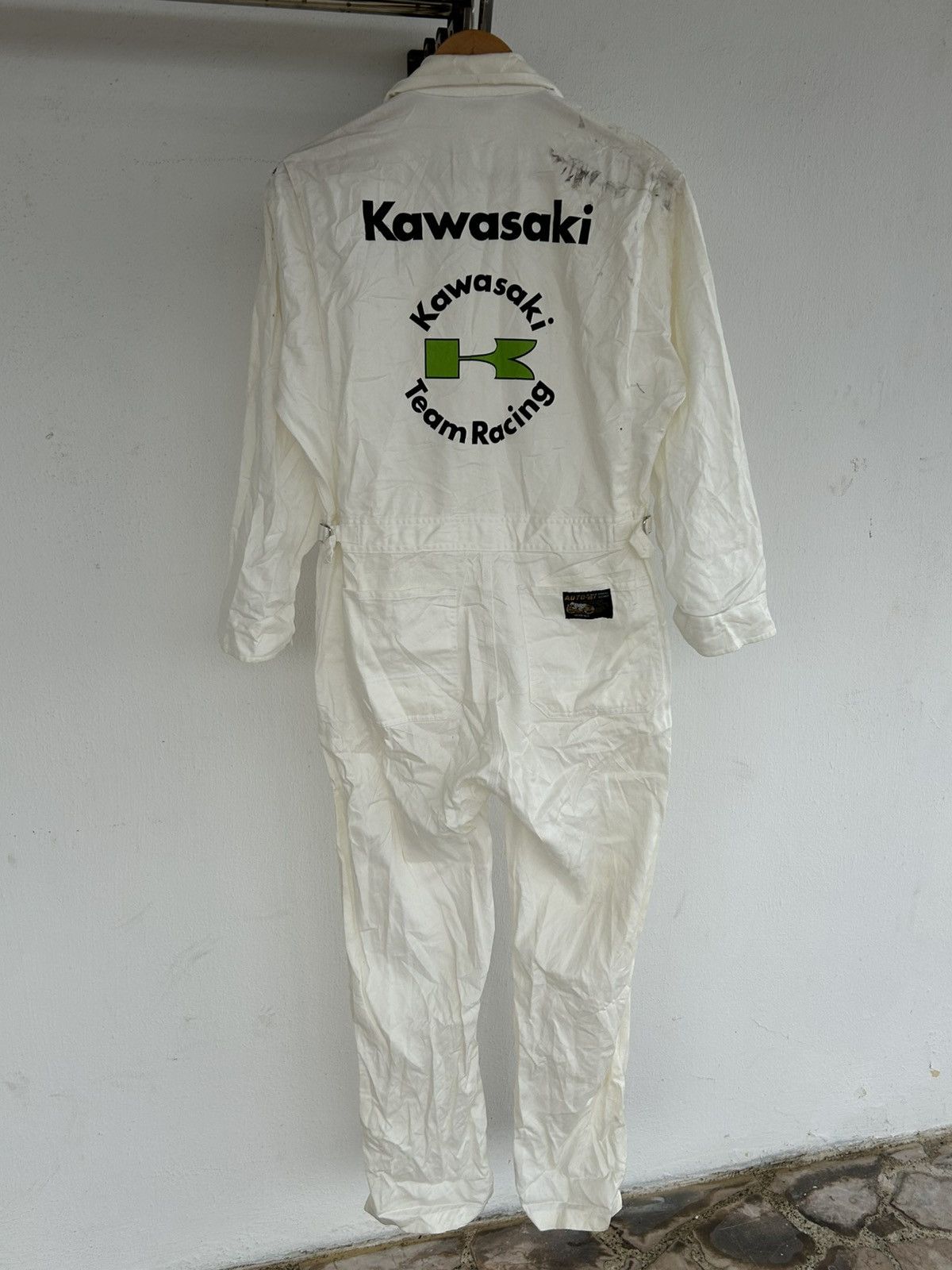 Japanese Brand Kawasaki Team Racing Japan Vintage White Coverall Size US 31 - 1 Thumbnail