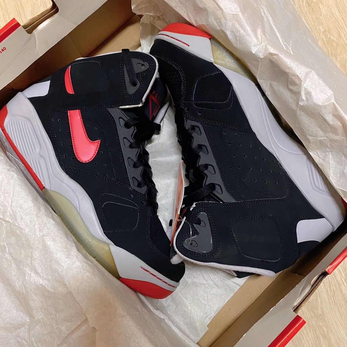 Nike [Size 10]2014 Nike Air Flight Lite High Black Red Grey Size US 10 / EU 43 - 4 Thumbnail