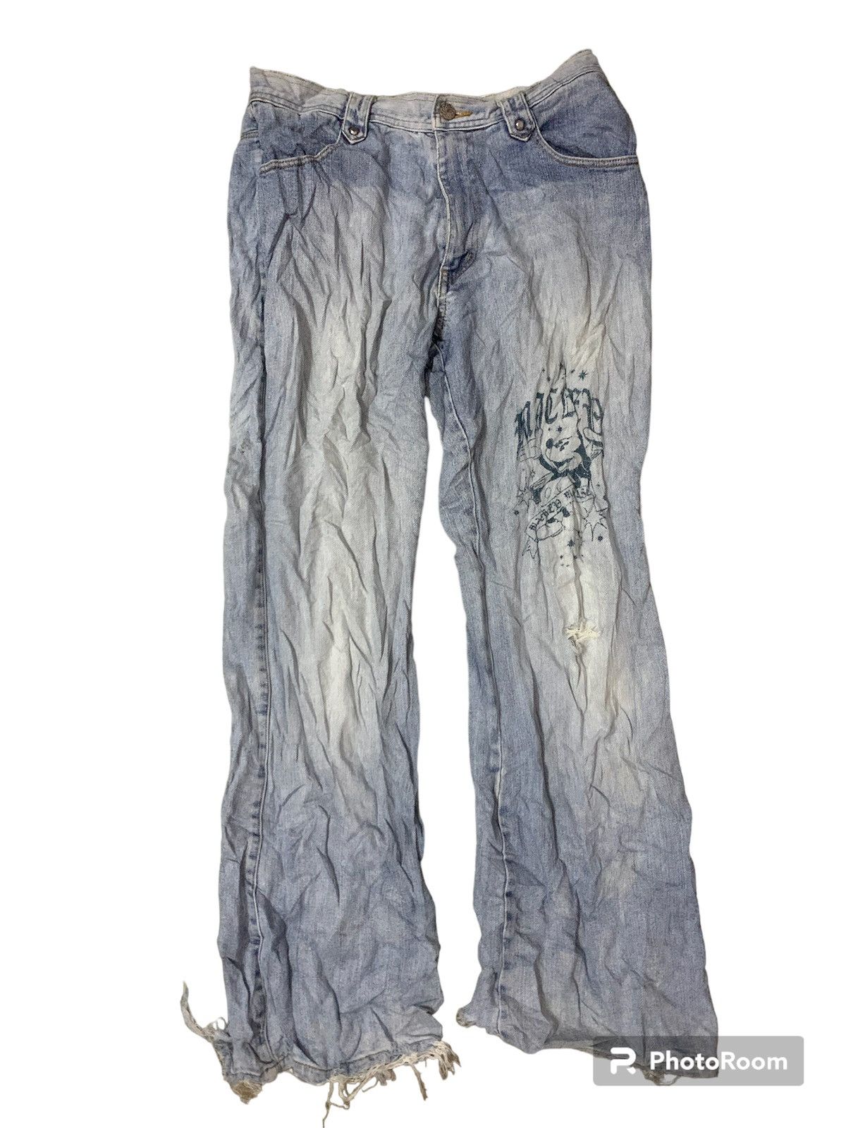 Disney Mickey Mouse Printed Distress Jeans Size US 30 / EU 46 - 1 Thumbnail
